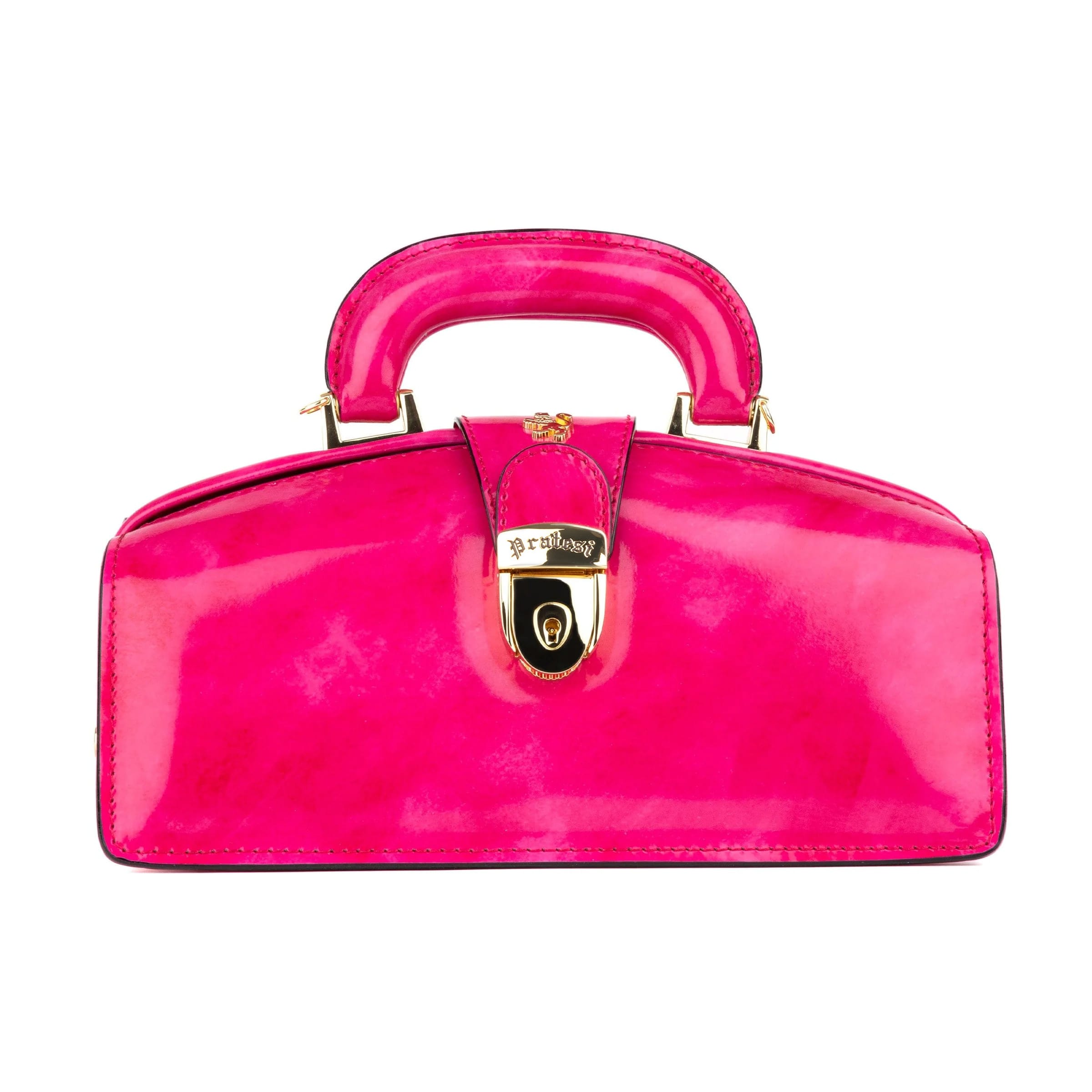 Gazelle - Pink - Top handle bag with key lock in pink smooth genuine leather