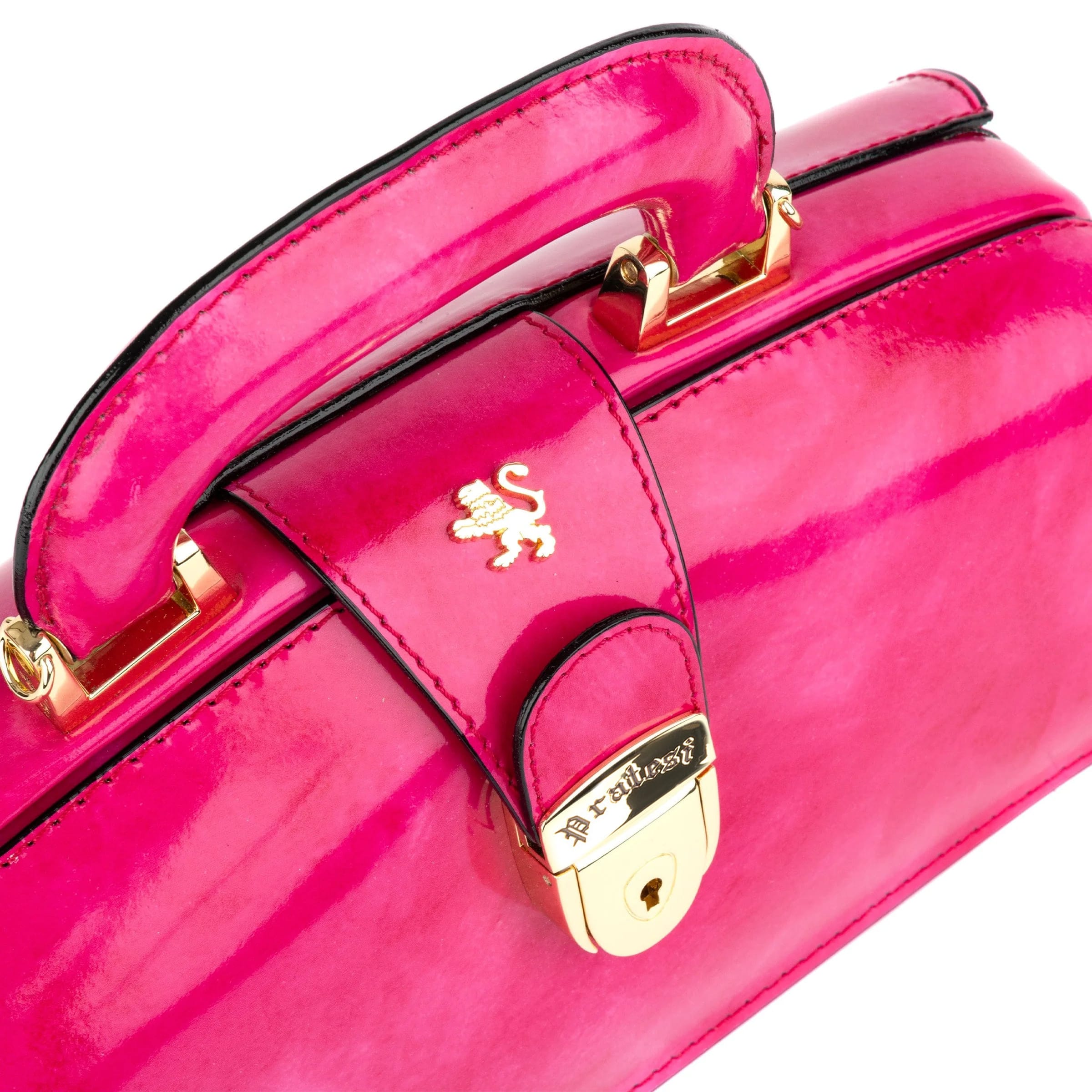 Gazelle - Pink - Top handle bag with key lock in pink smooth genuine leather