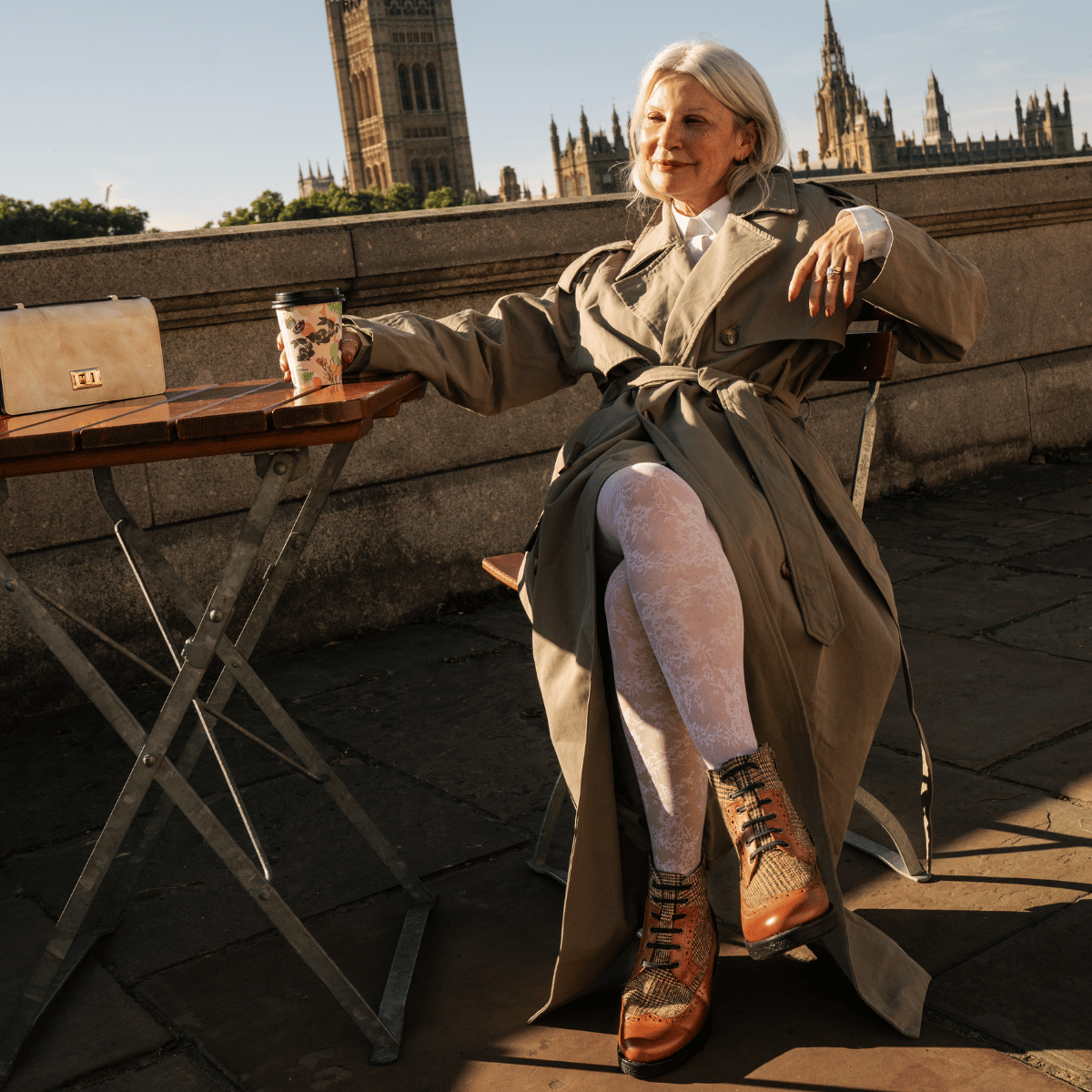 Hatter - Brown & Brown Check - Women's Leather Ankle Lace-up Boot with check details