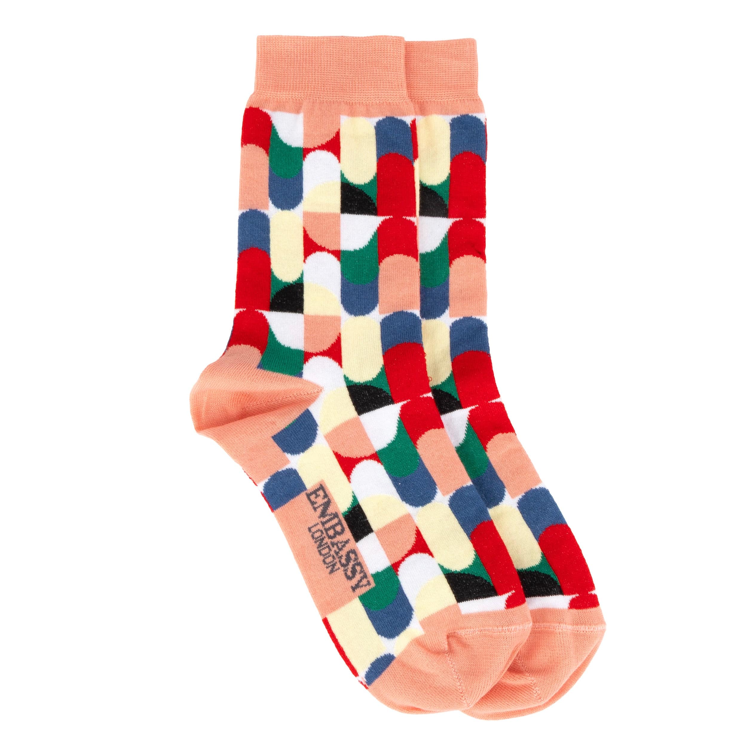 Socktopus - Pink Mix Pastel - Women's 3 pack cotton crew socks size UK 3 to 7 in pink mix