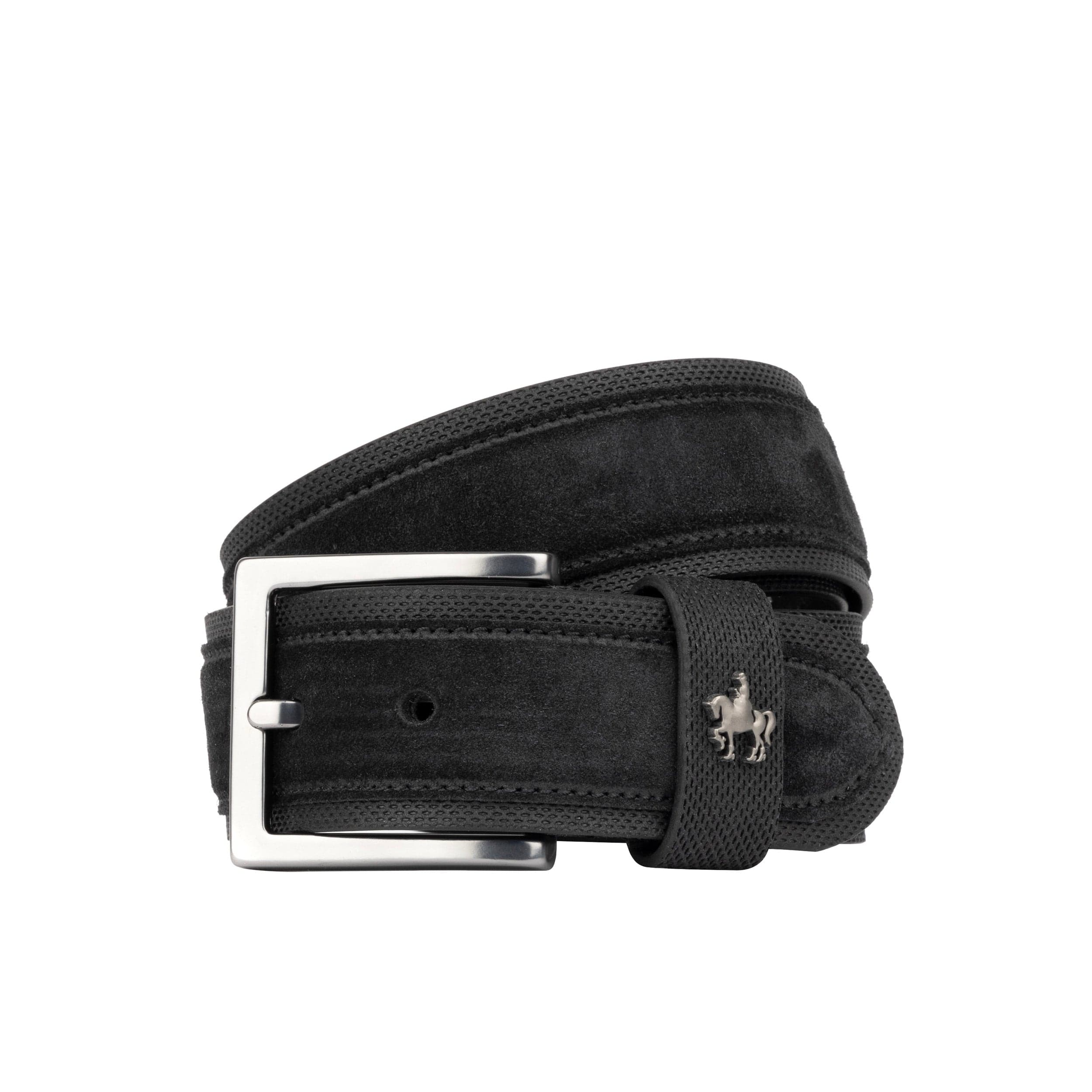 Victor - Black & Black - Men's Italian leather belt
