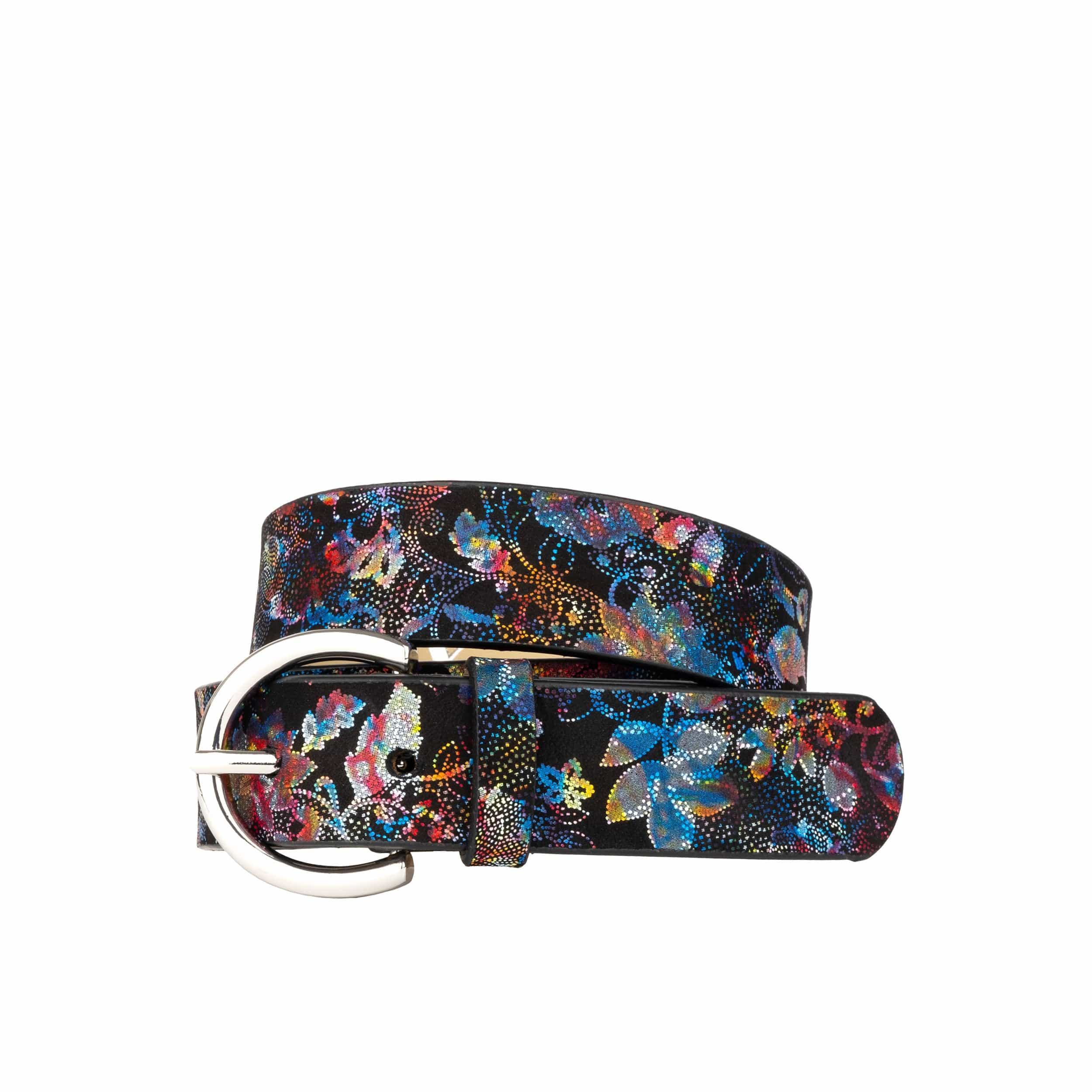 Emma - Black Flower - Women's Italian leather belt