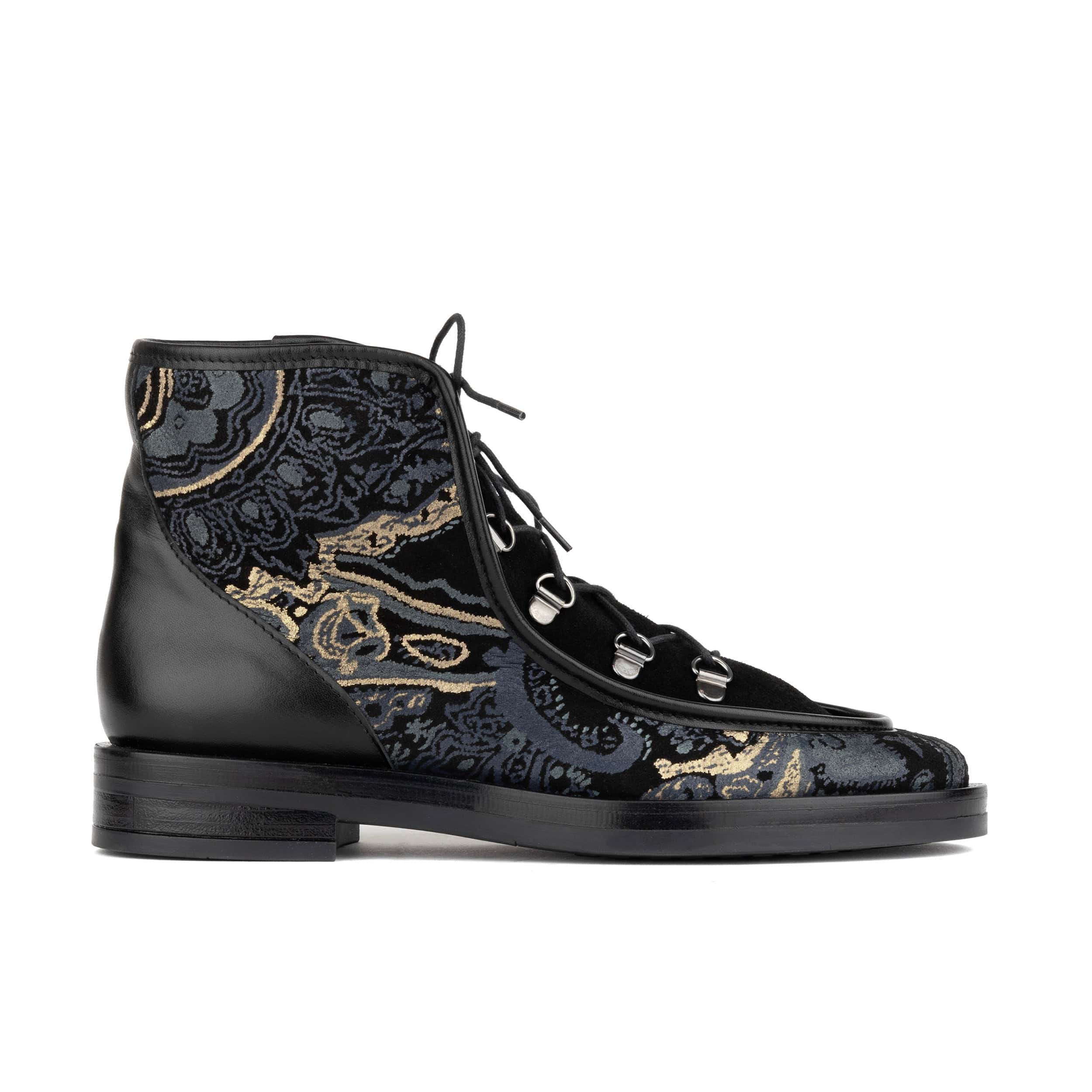 Hedera - Black & Grey & Gold - Women's Suede Alpine Boot