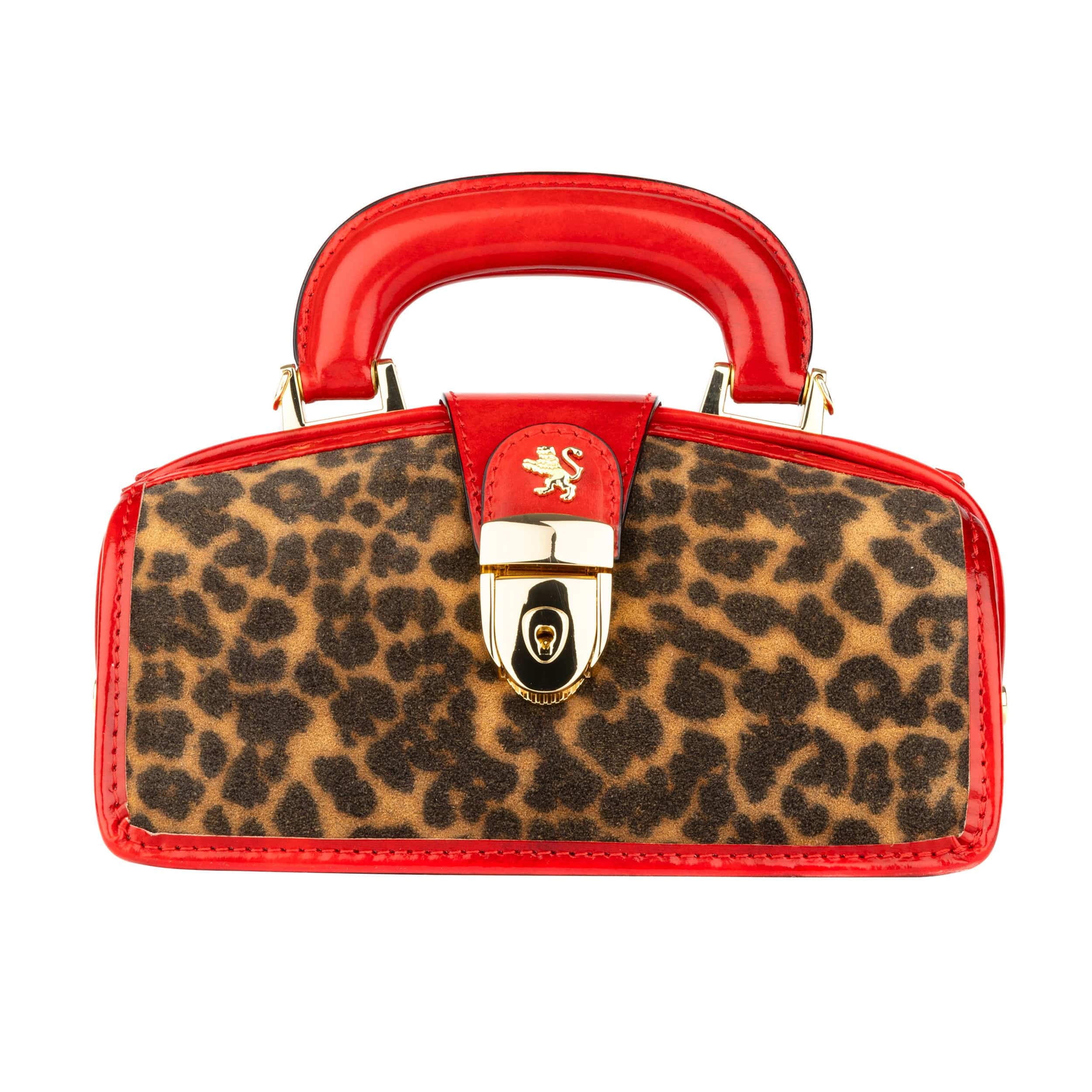 Gazelle Mini - Leopard & Red - Women's mini bowling bag with handle and strap