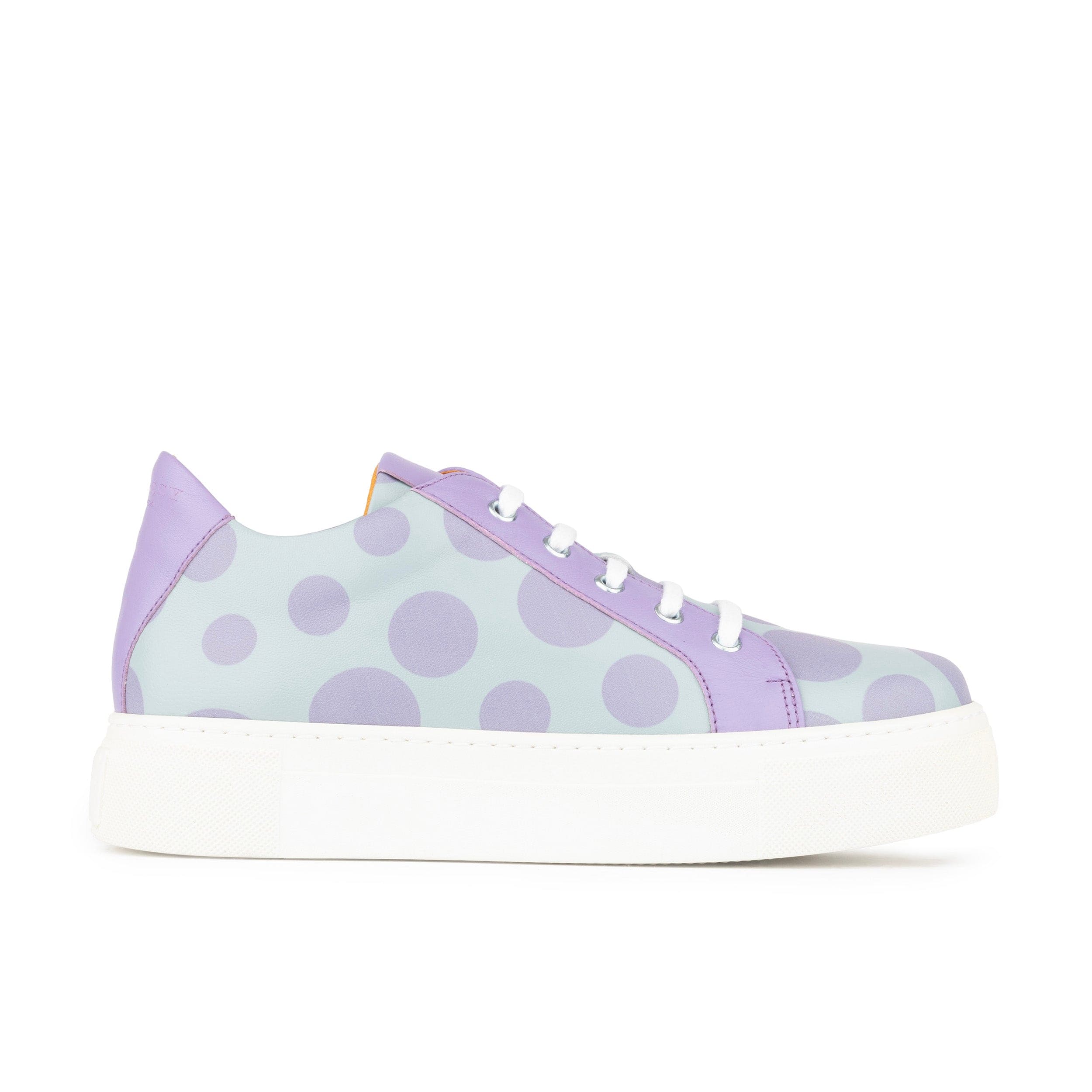Camila - Pastel Polka Dot - Women's platform sole leather lace-up trainer