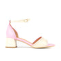 Croupier - Pink & White - Women's 2 inch heel ankle strap leather sandal in pastel