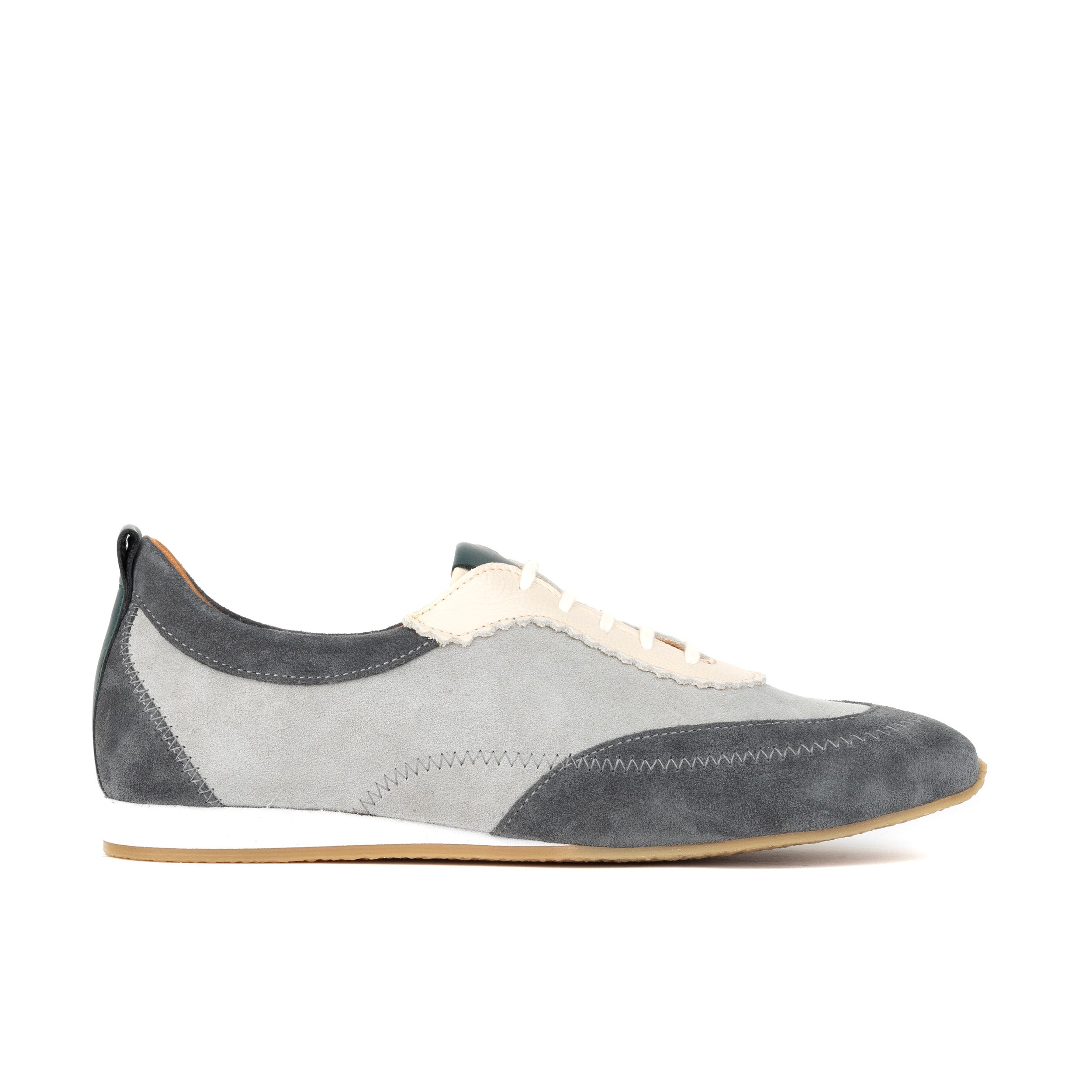 Shoreditch - Grey - Women's Leather & Suede Slim Trainer