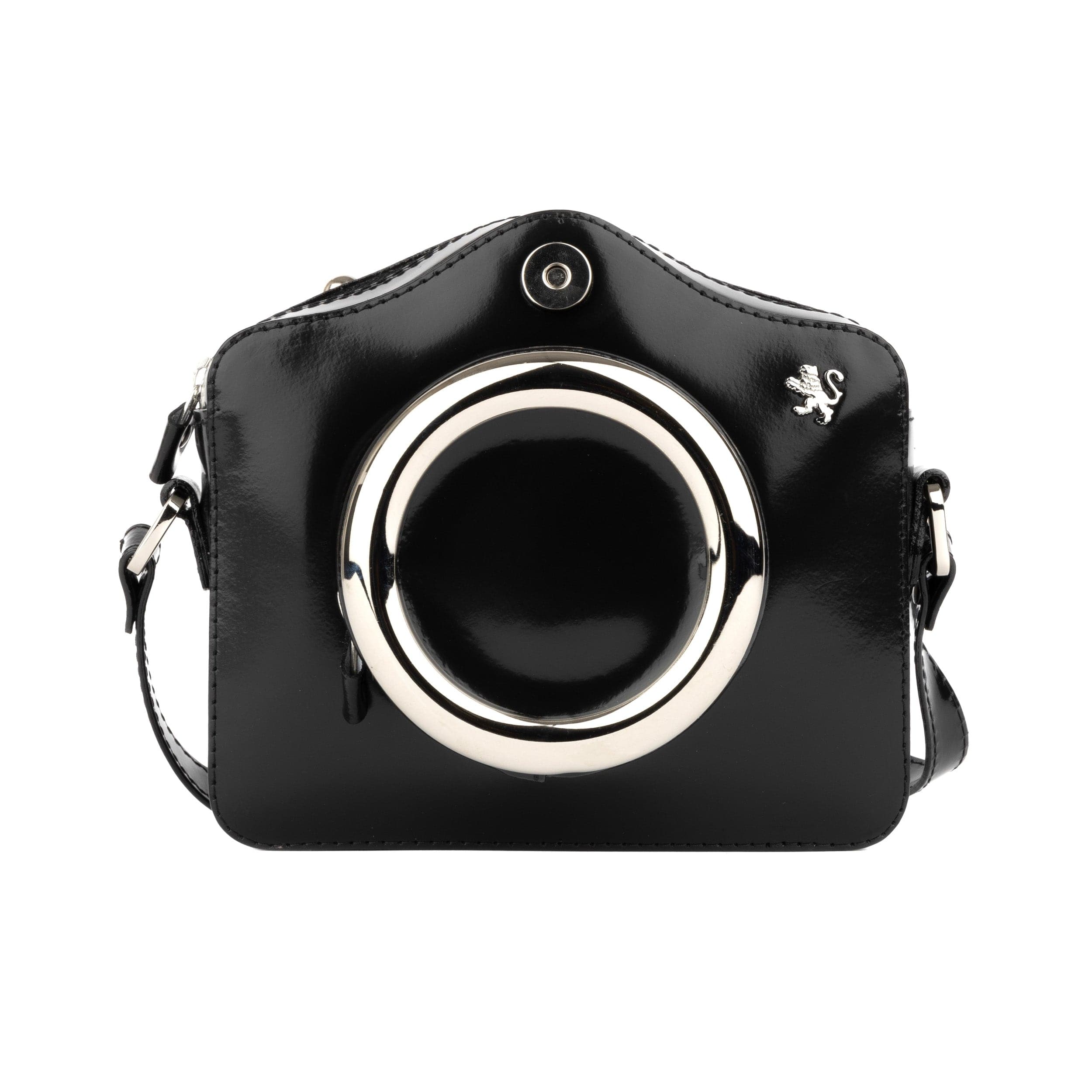 Snapshot - Black - Camera shaped cross-body bag in black smooth leather