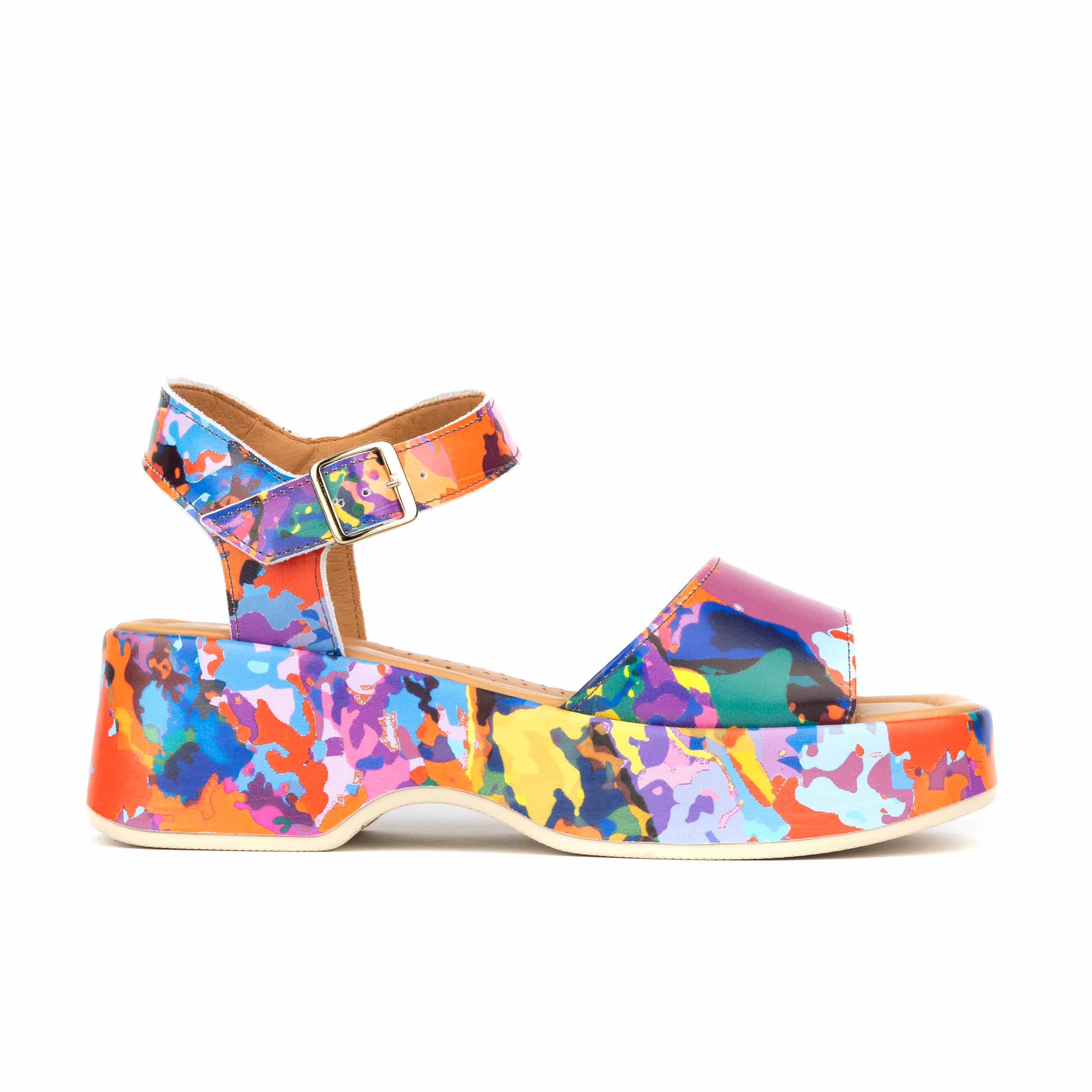 Palm Rise - Summer Colours - Women's Leather Platform Sandal