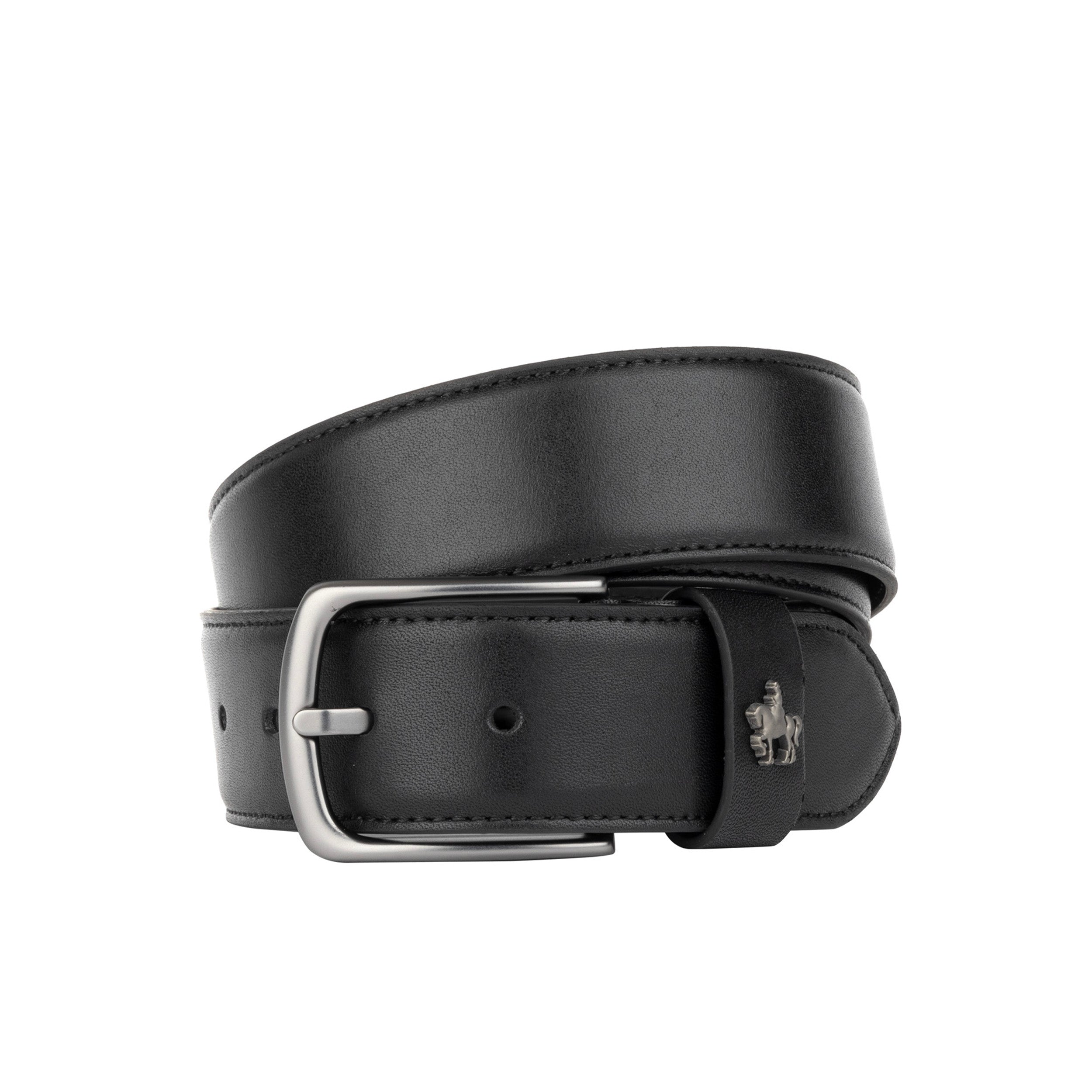 James - Black - Men's Leather Belt with gunmetal hardware