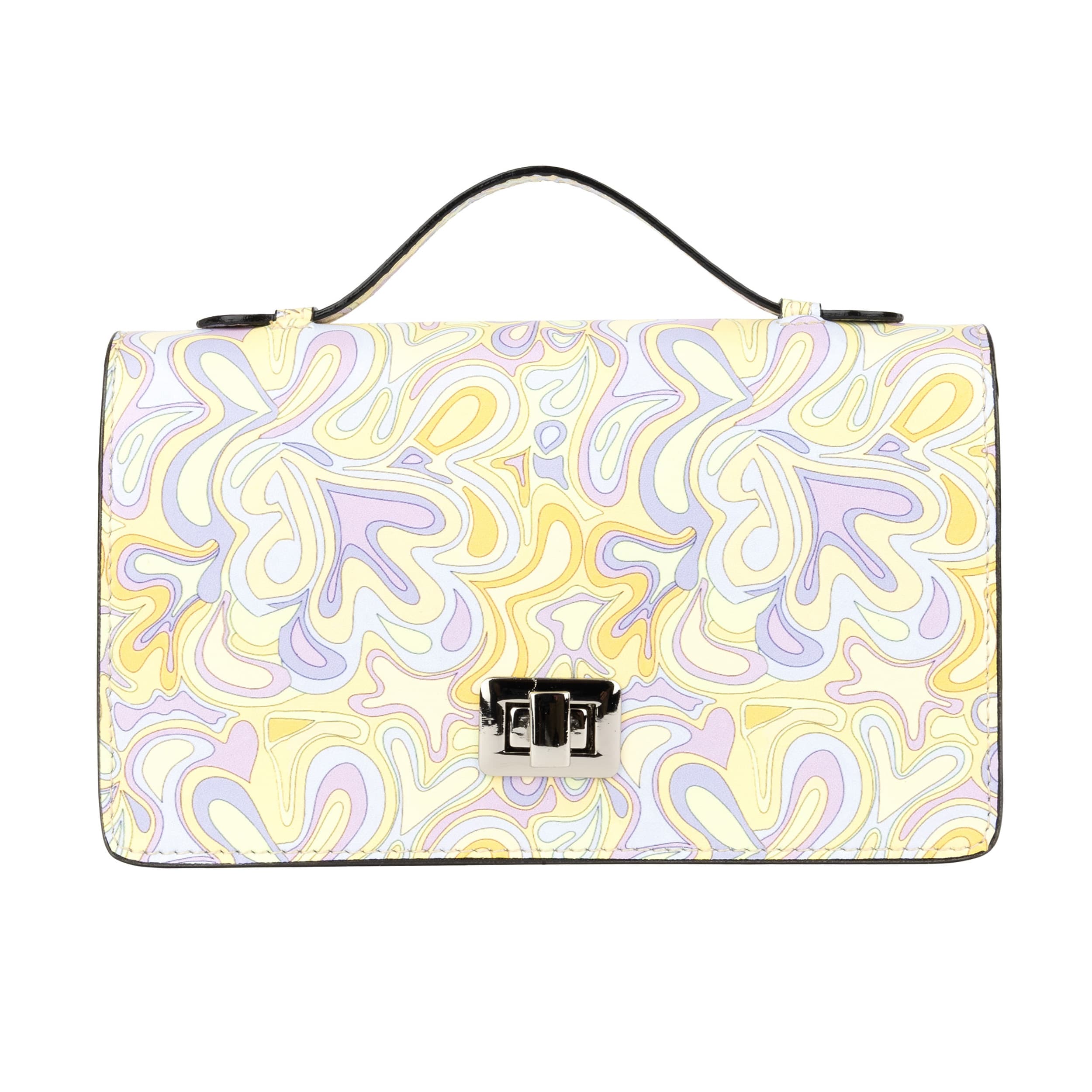 Envy - Pastel Multi - Women's leather flap clutch bag with strap