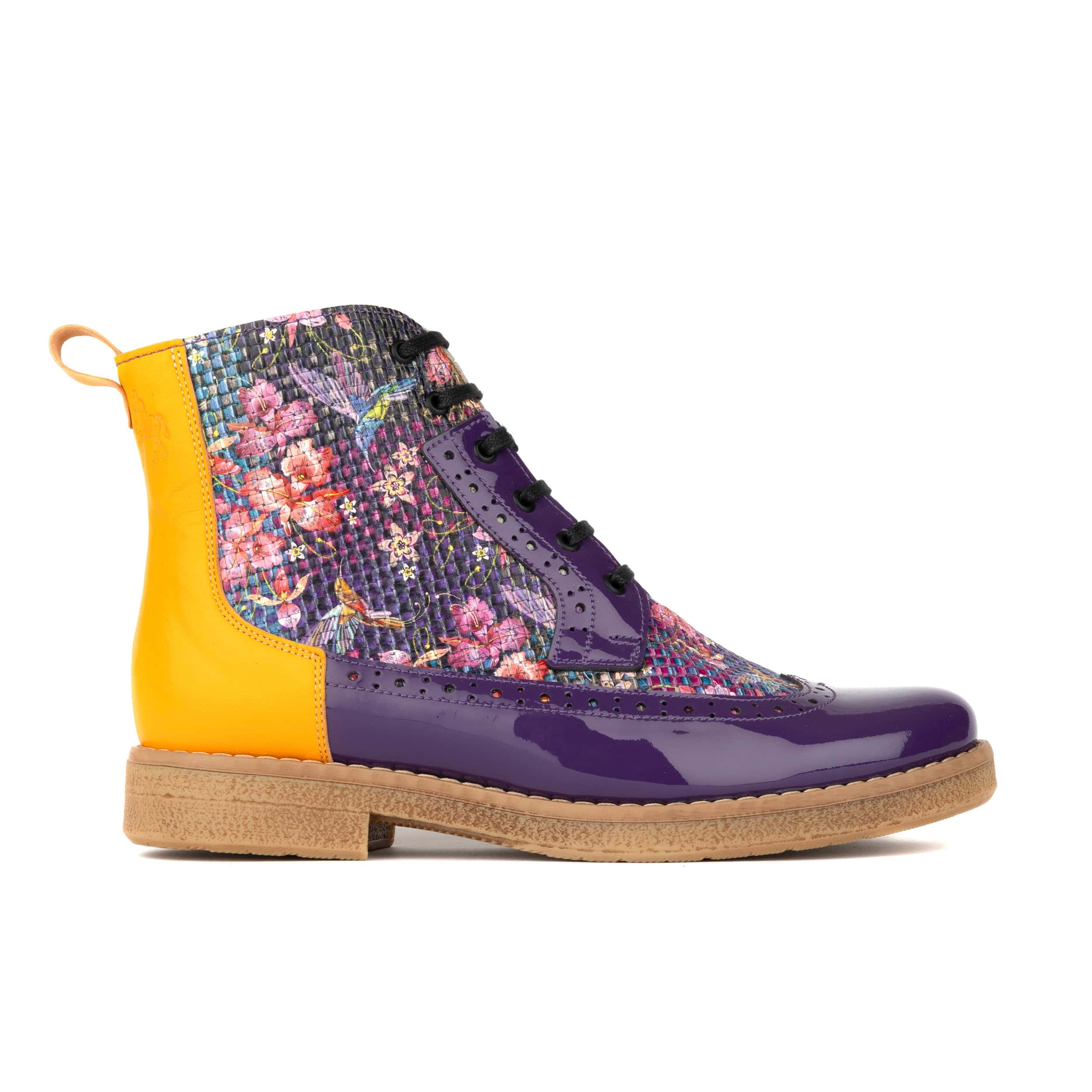 Hatter - Purple & Hummingbird - Women's Leather Ankle Lace-up Boot