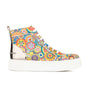 Camila High - Signature Print - Women's platform sole leather high-top metallic detail trainer