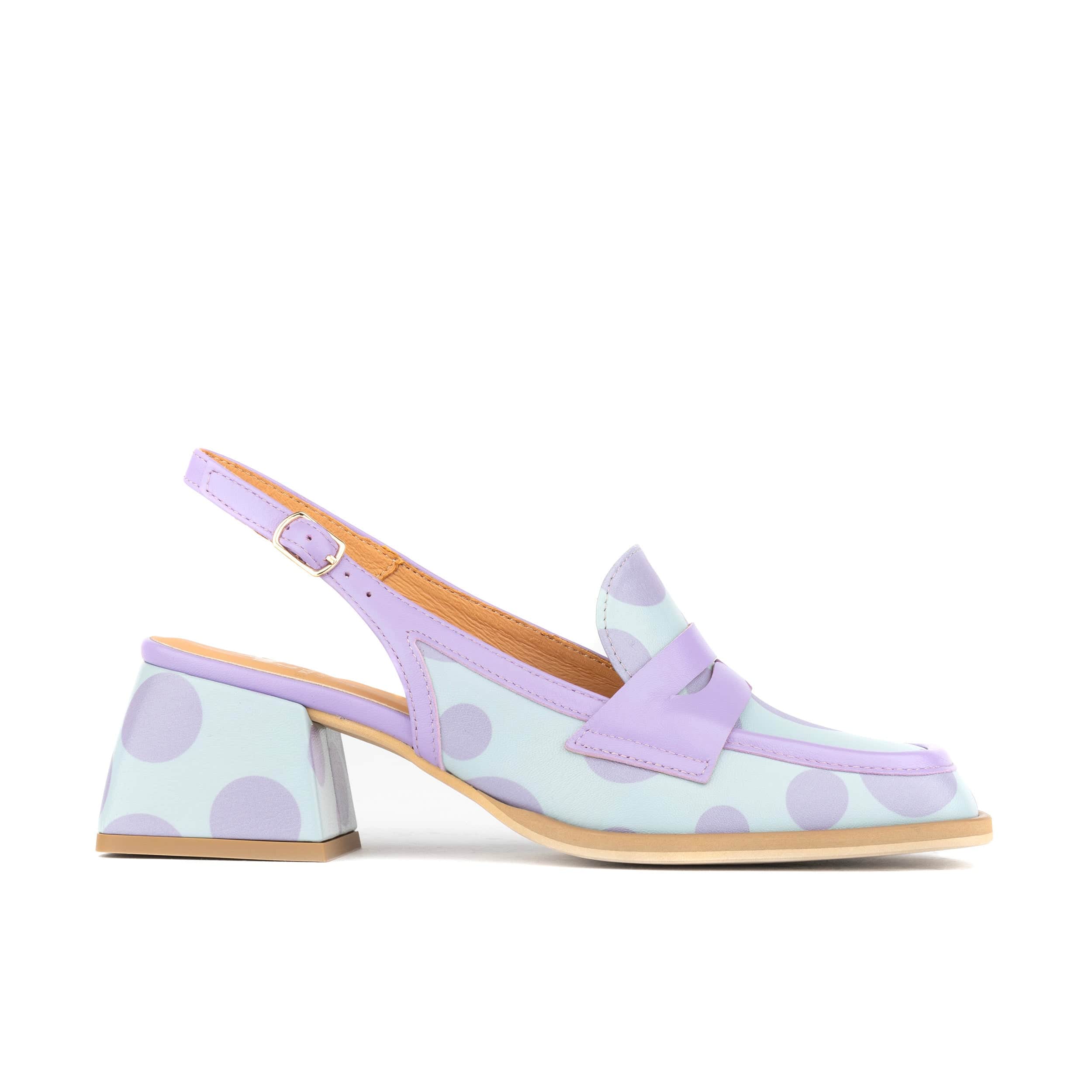 Diana - Pastel Polka Dot - Women's block heel slingback leather pump