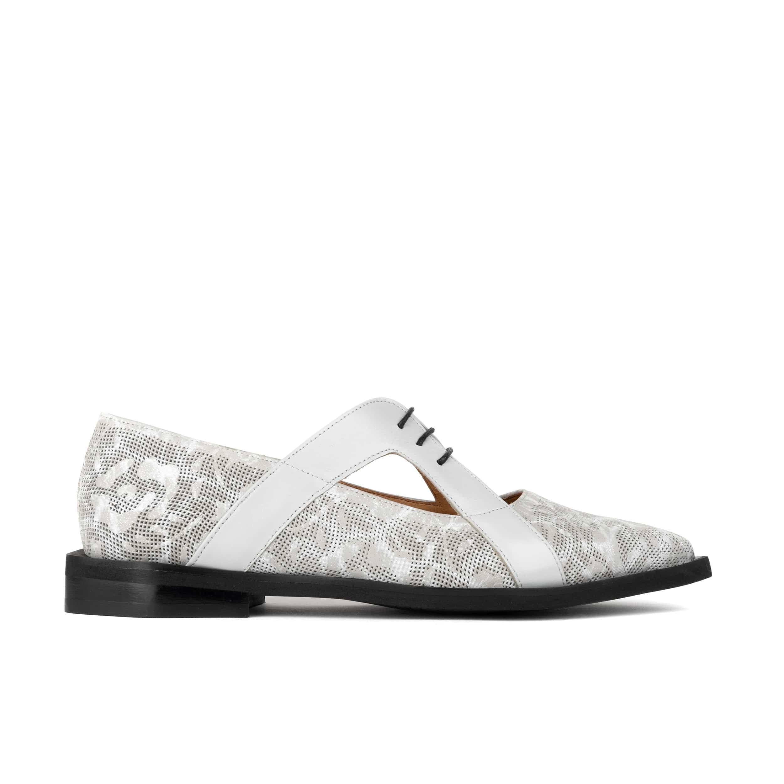 Harlowe - Grey - Women's cutout leather lace up shoe