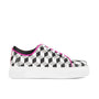 Camila - White Cubics - Women's platform sole leather lace-up trainer