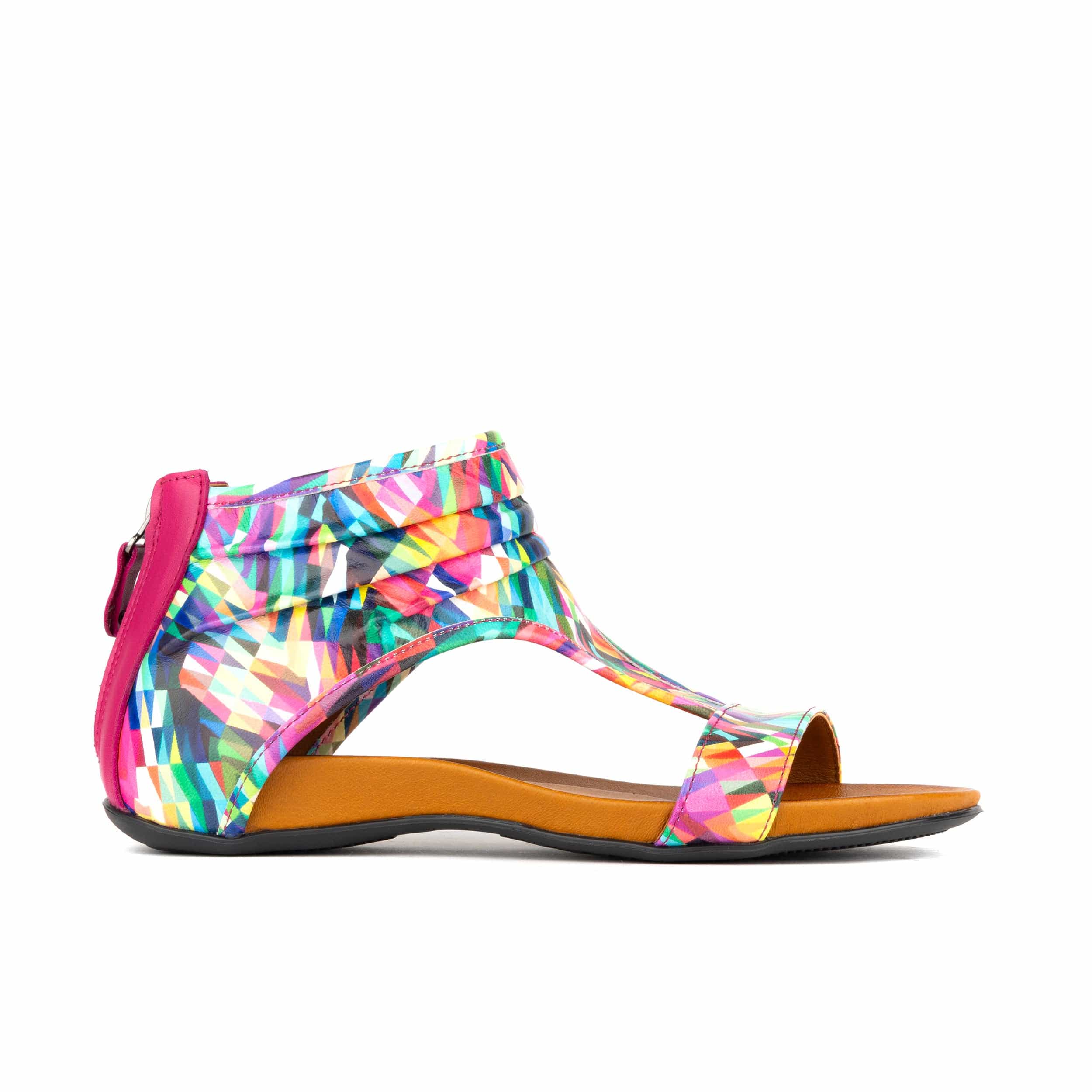 Downtown - Fiesta - Women's flat T-bar sandal with covered heel