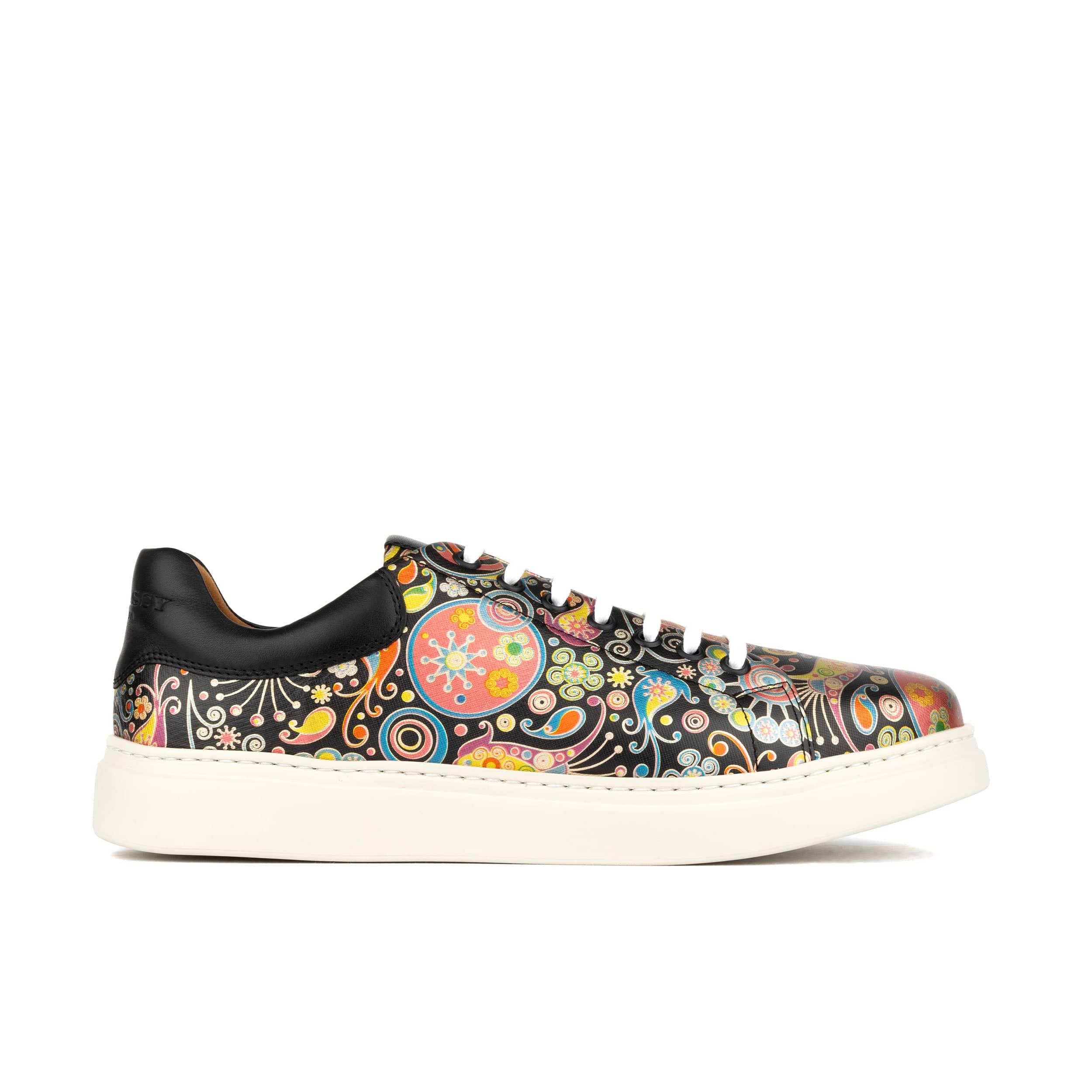 Sun City - Navy & Pink - Men's white sole trainer in eye catching soft leather