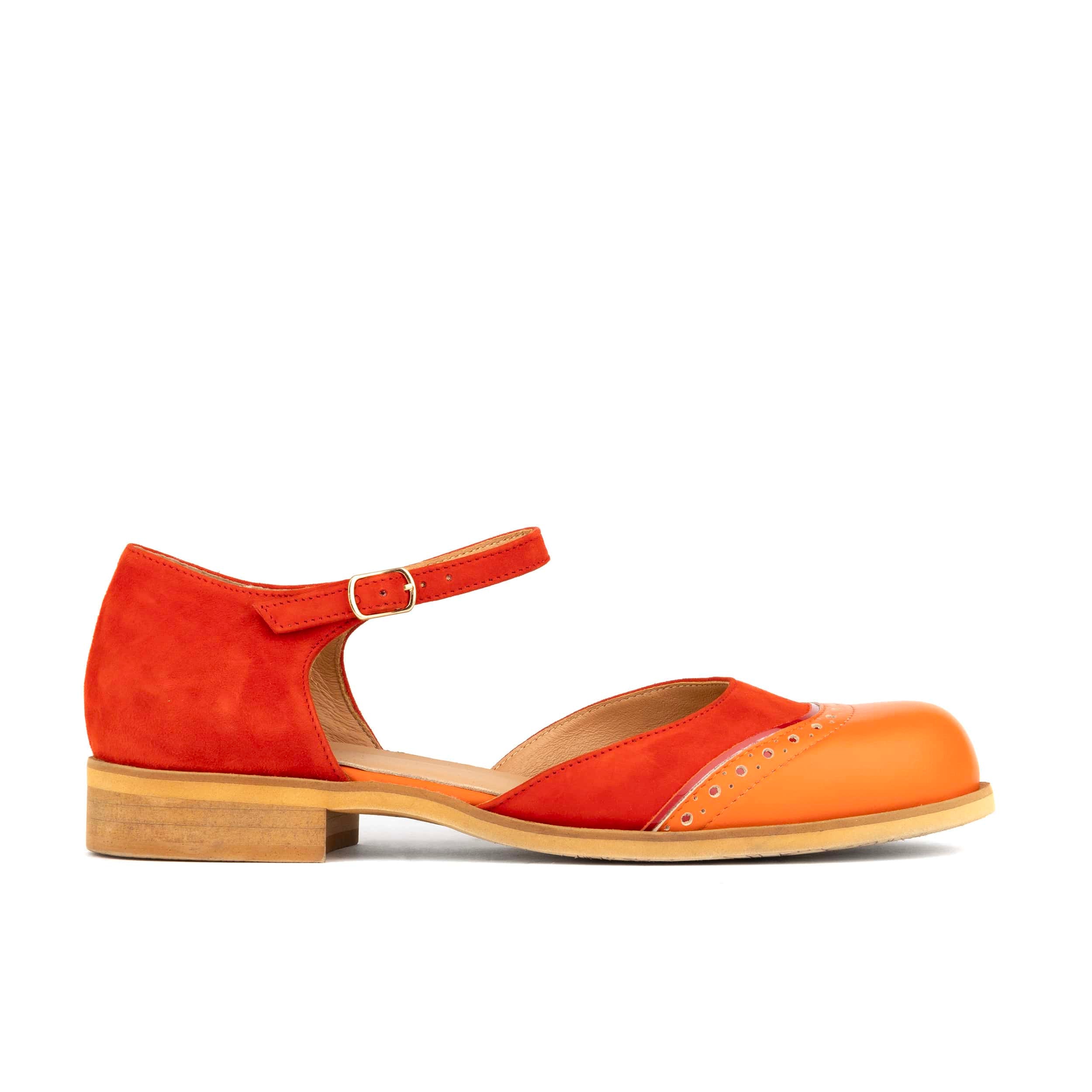 Gigot - Red Multi - Women's closed heel round toe leather flat sandal