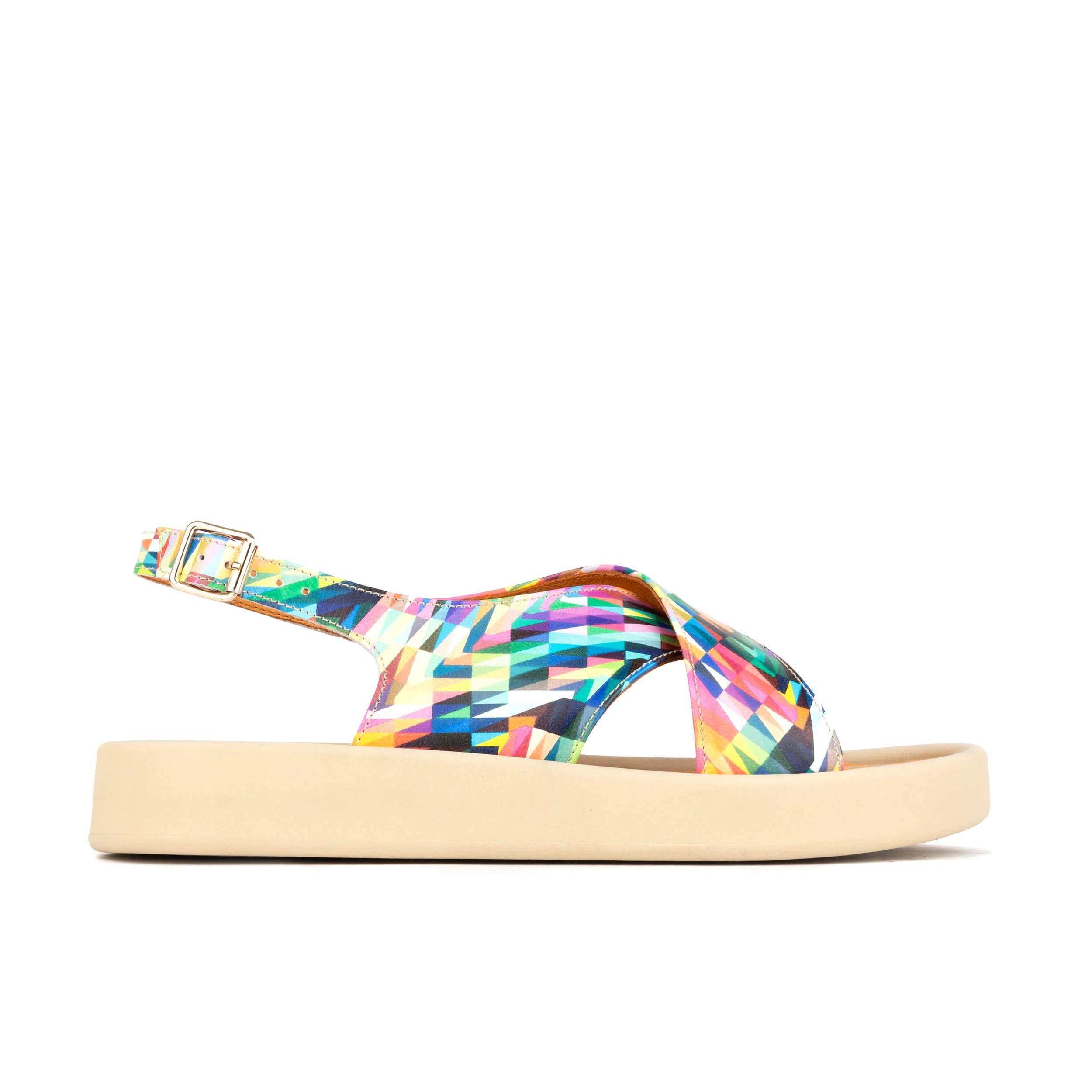Skye - Fiesta - Women's leather platform sandal with buckle strap