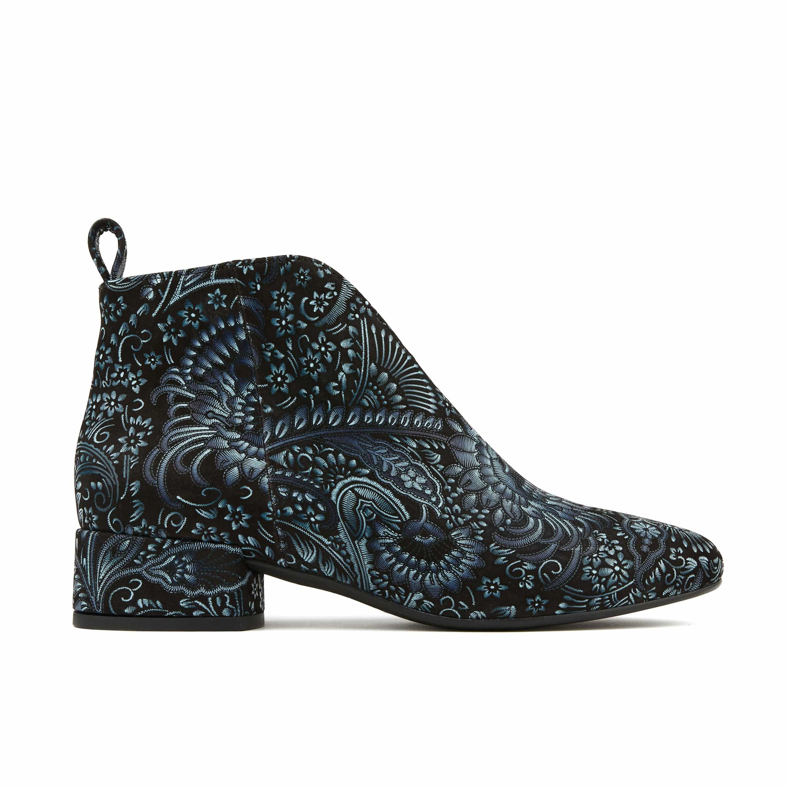 Iris - Black Blue Silver - Women's leather side zip ankle boot with soft insoles