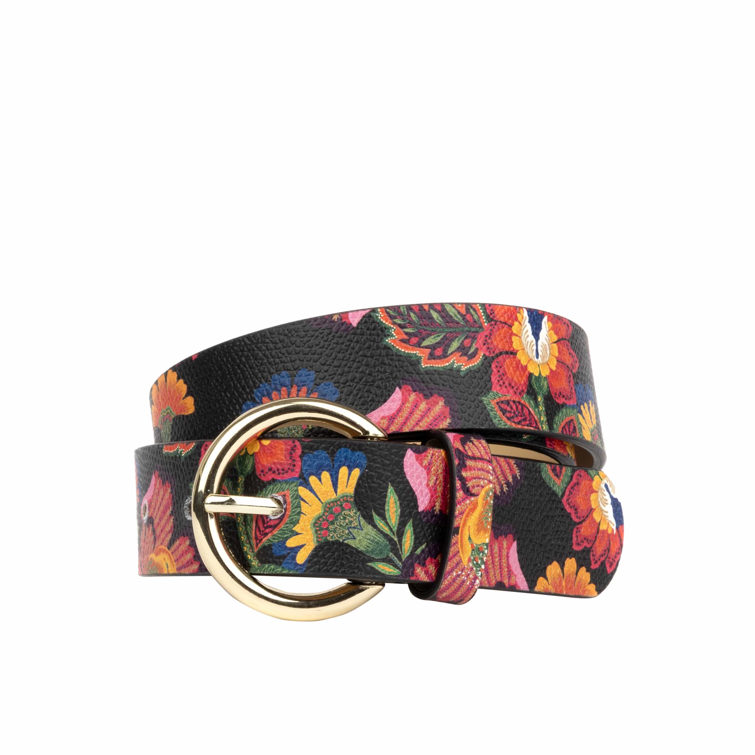 Emma - Red Flowers - Women's Italian leather belt