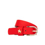 Poppy - Red - Women's elegant Italian leather belt with gold tone buckle