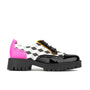 Artisan - Black & White Cubics - Women's leather lace-up shoe with brogue detailing
