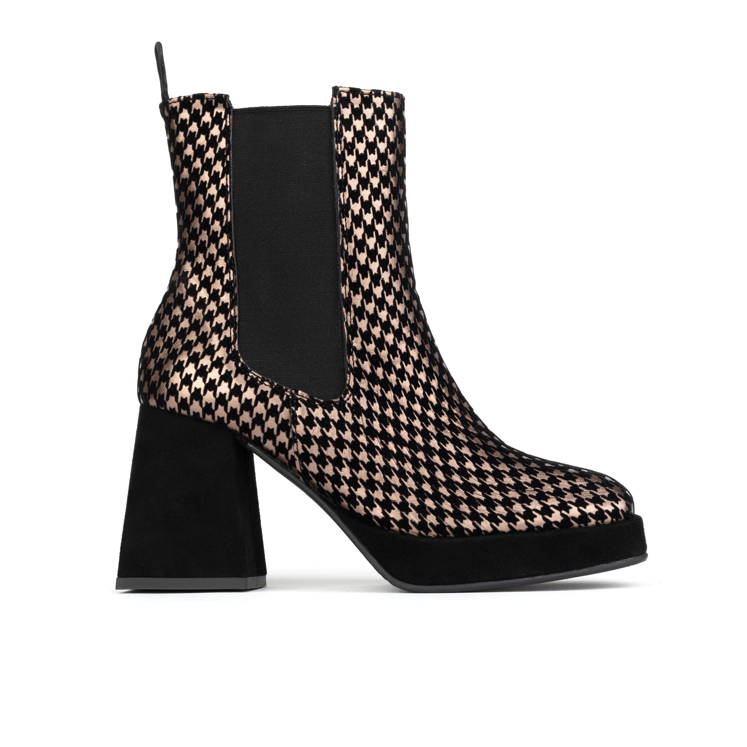 Botanic - Houndstooth - Women's block heel platform higher ankle chelsea boot