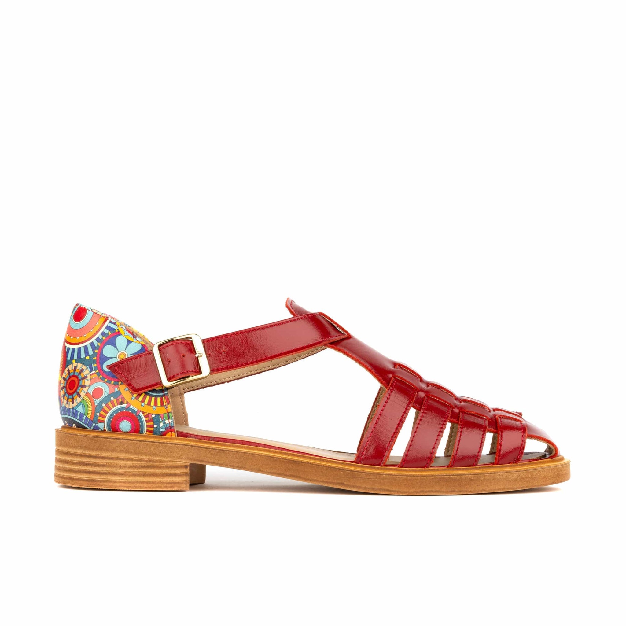 Sandy Burgundy Signature Women's fishermen flat leather sandal with covered heel