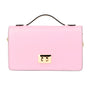 Envy - Pink & Cream - Women's leather flap clutch bag with strap