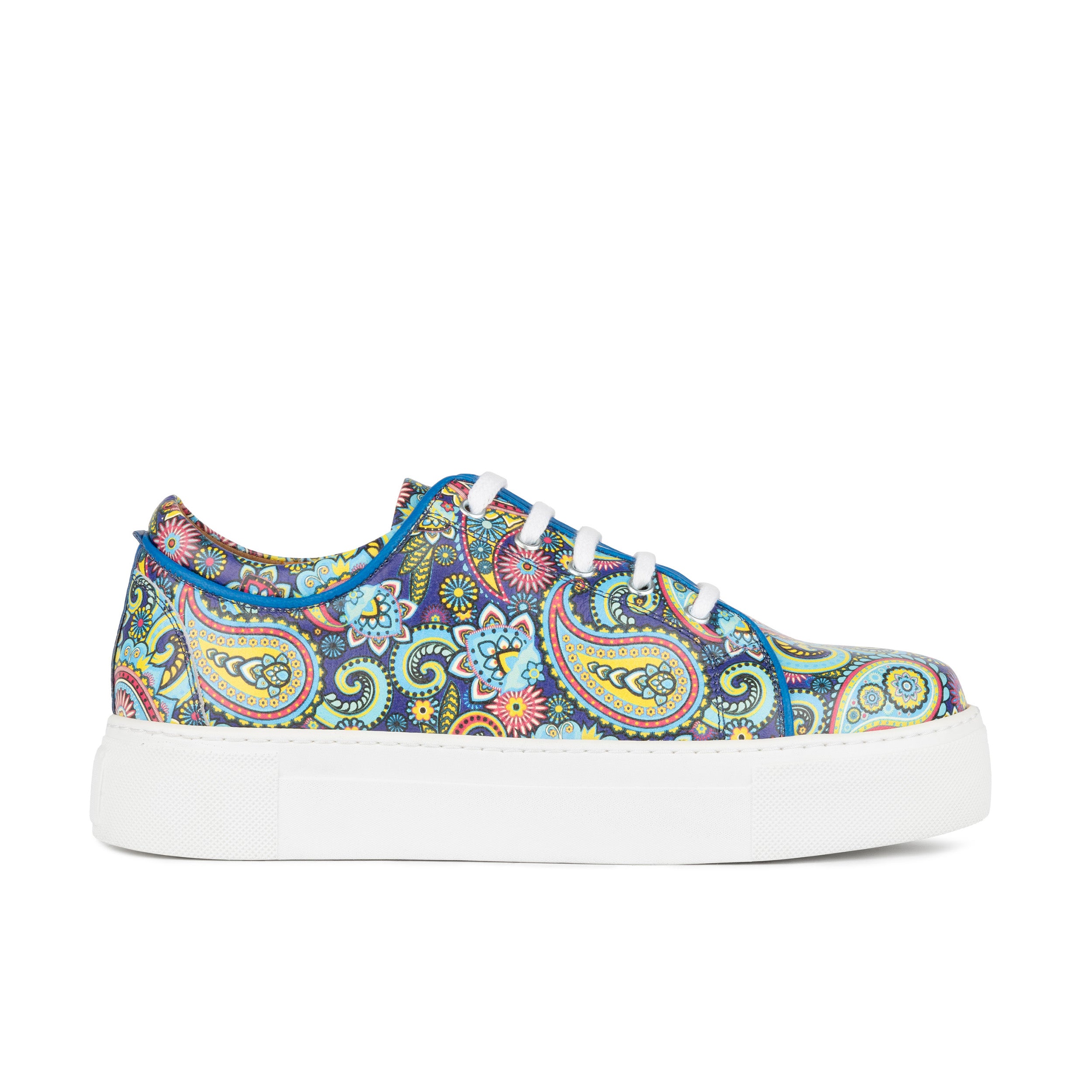 Camila - Festival Blue - Women’s Chunky Leather Platform Trainer