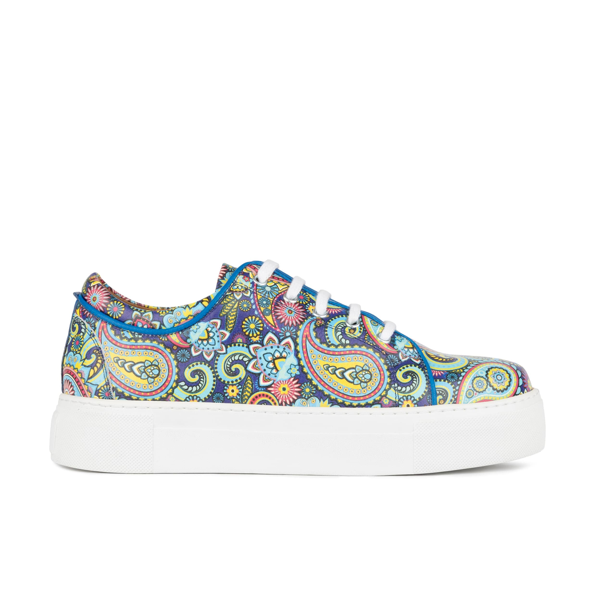 Camila - Festival Blue - Women’s Chunky Leather Platform Trainer