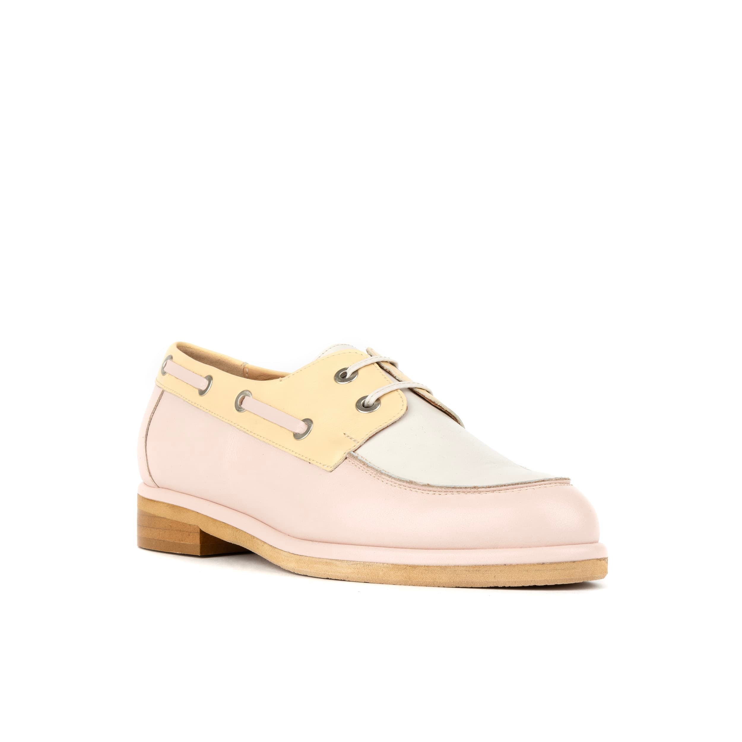 Boatie - Yellow & Cream & Pink - Women's Leather Boat Shoe