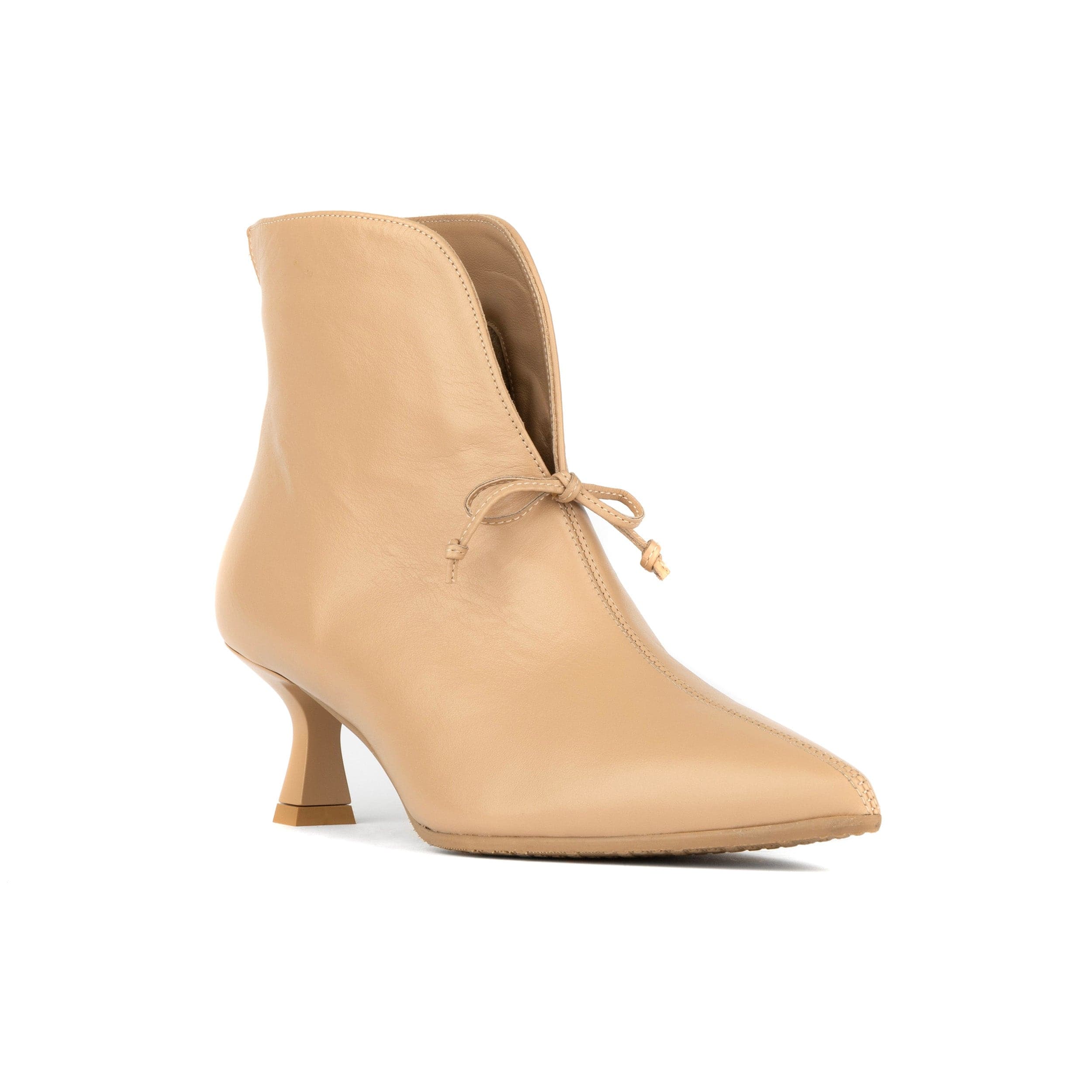 Regent - Cream - Women's Leather Ankle Boot with kitten heel