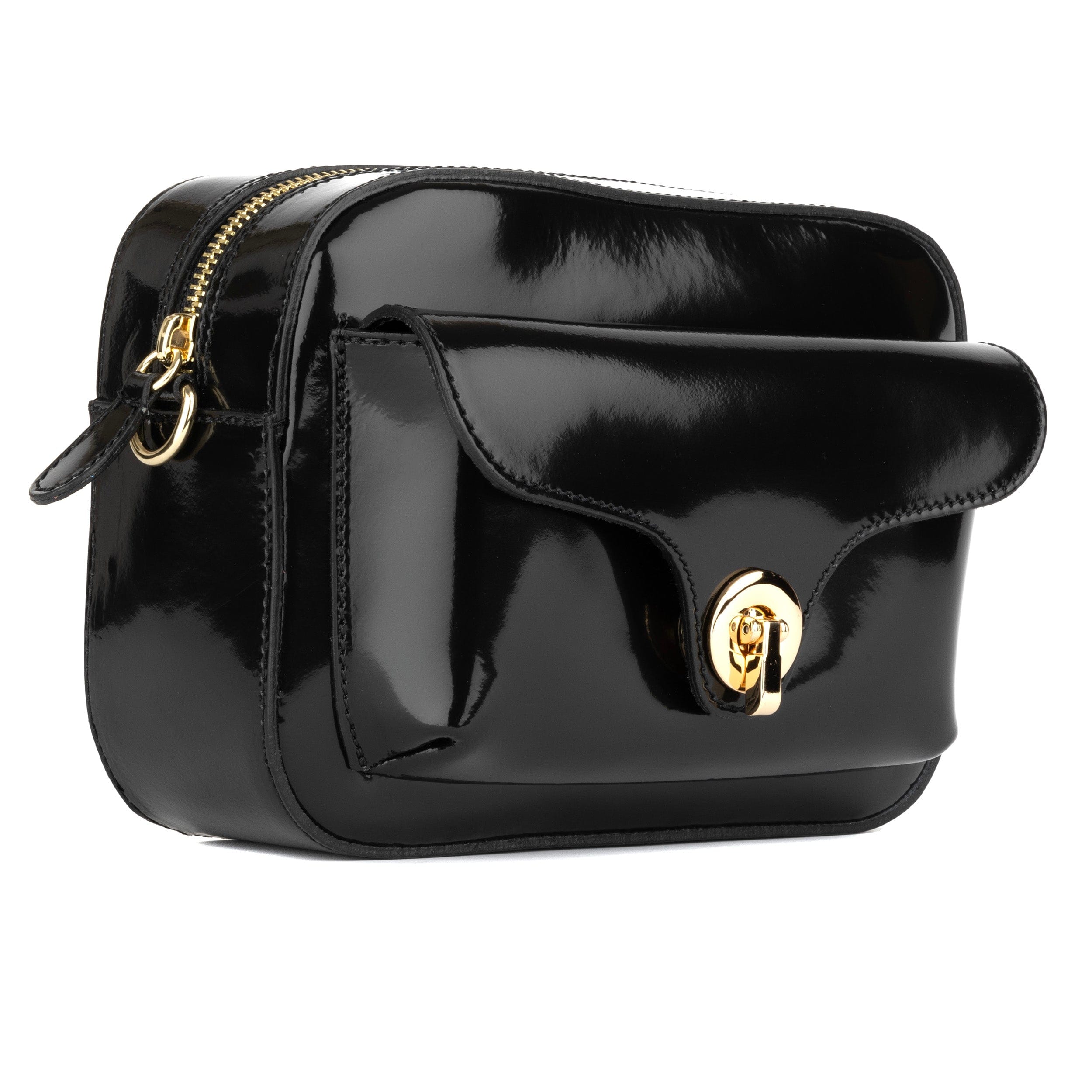 Lady Camara - Black - Women's zip-up crossbody bag with shoulder strap and front pocket