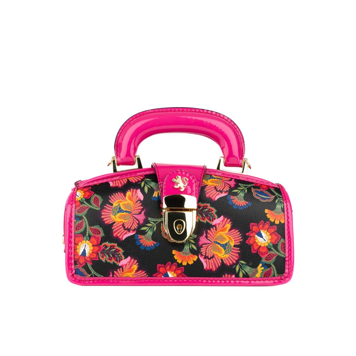 Gazelle Mini - Red Flowers - Women’s mini patent leather top handle & crossbody bag