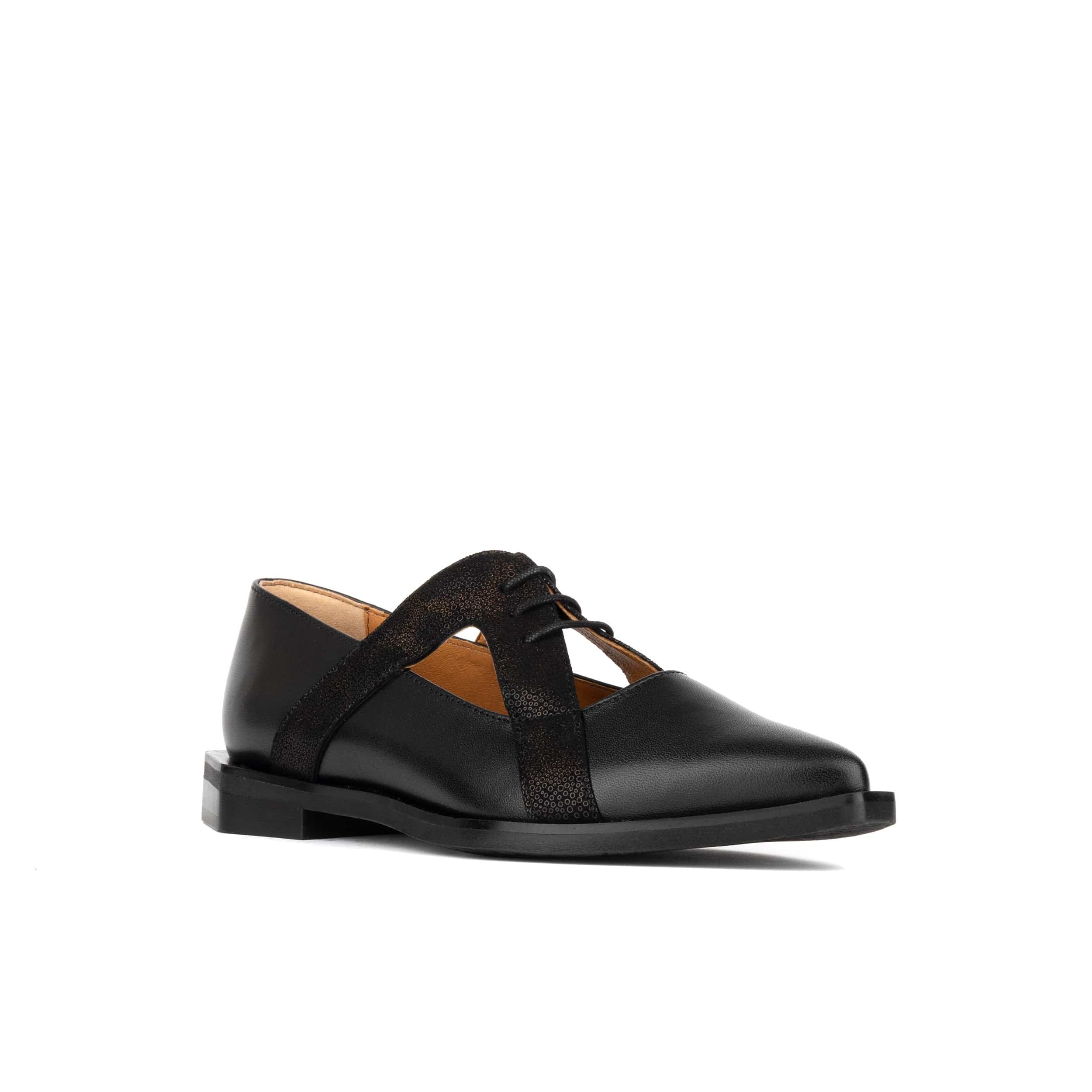 Harlowe - Black - Women's cutout leather lace up shoe