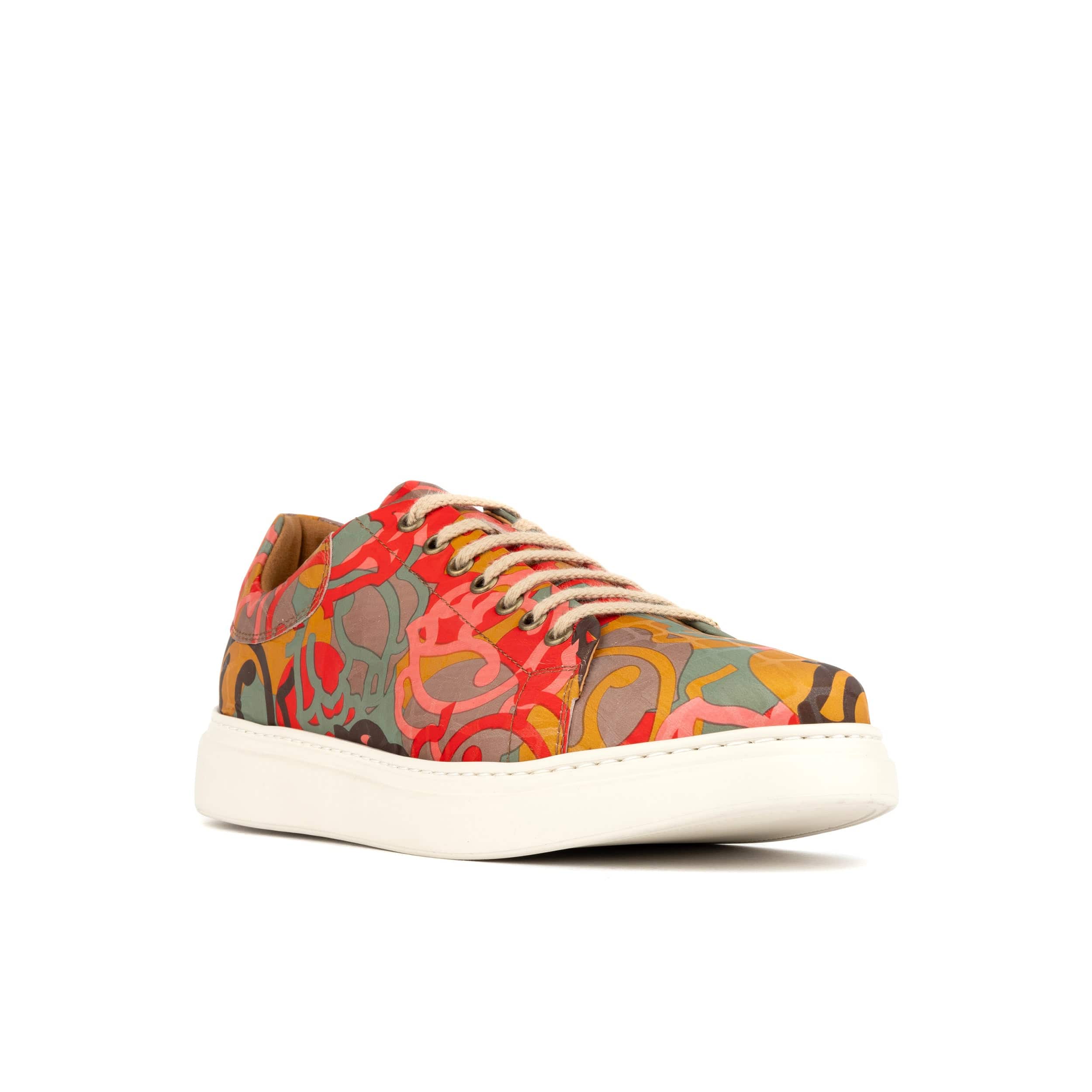 Sun City - Multi Print - Men's white sole trainer in eye catching soft leather