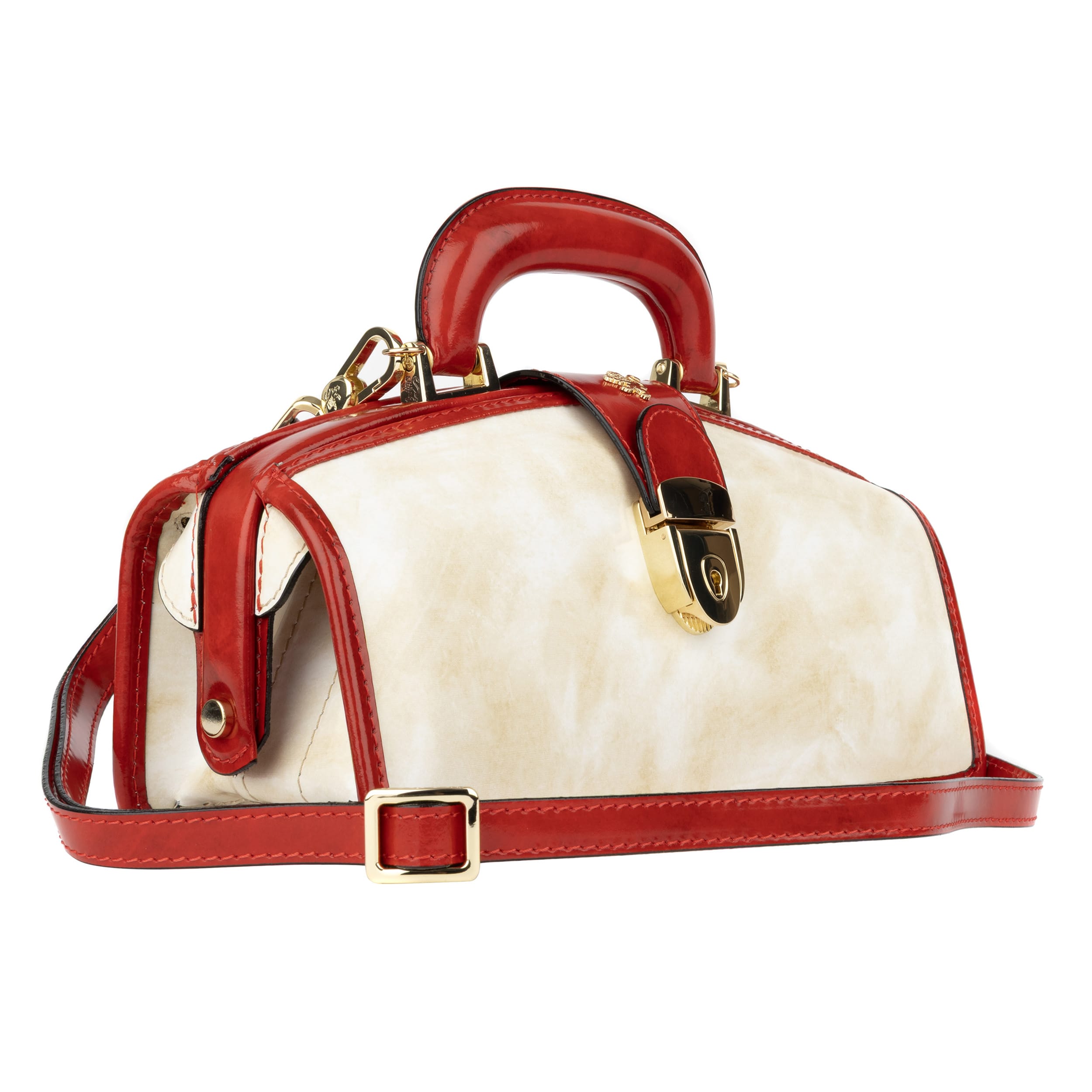 Gazelle - White & Red - Women’s patent leather top handle & crossbody bag