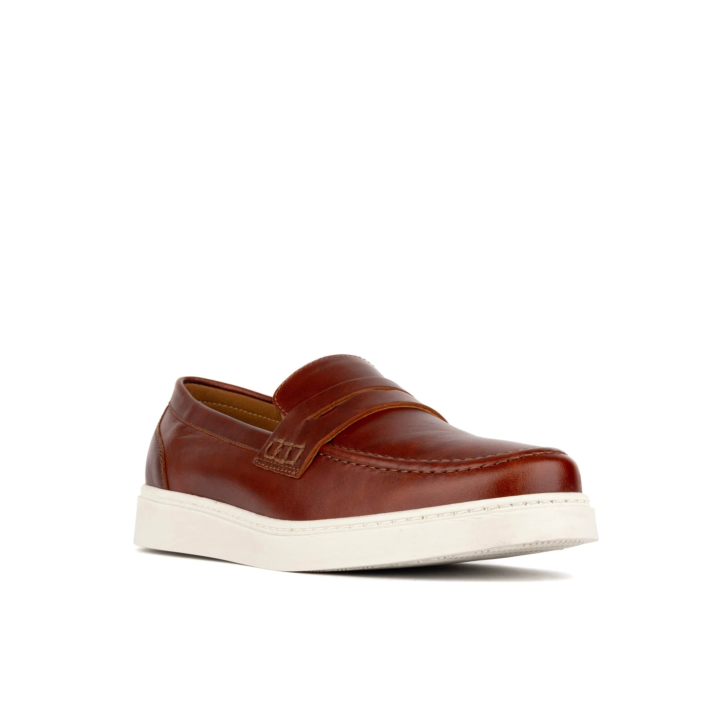 Walter - Brown - Men's white sole Summer Loafer in brown soft leather