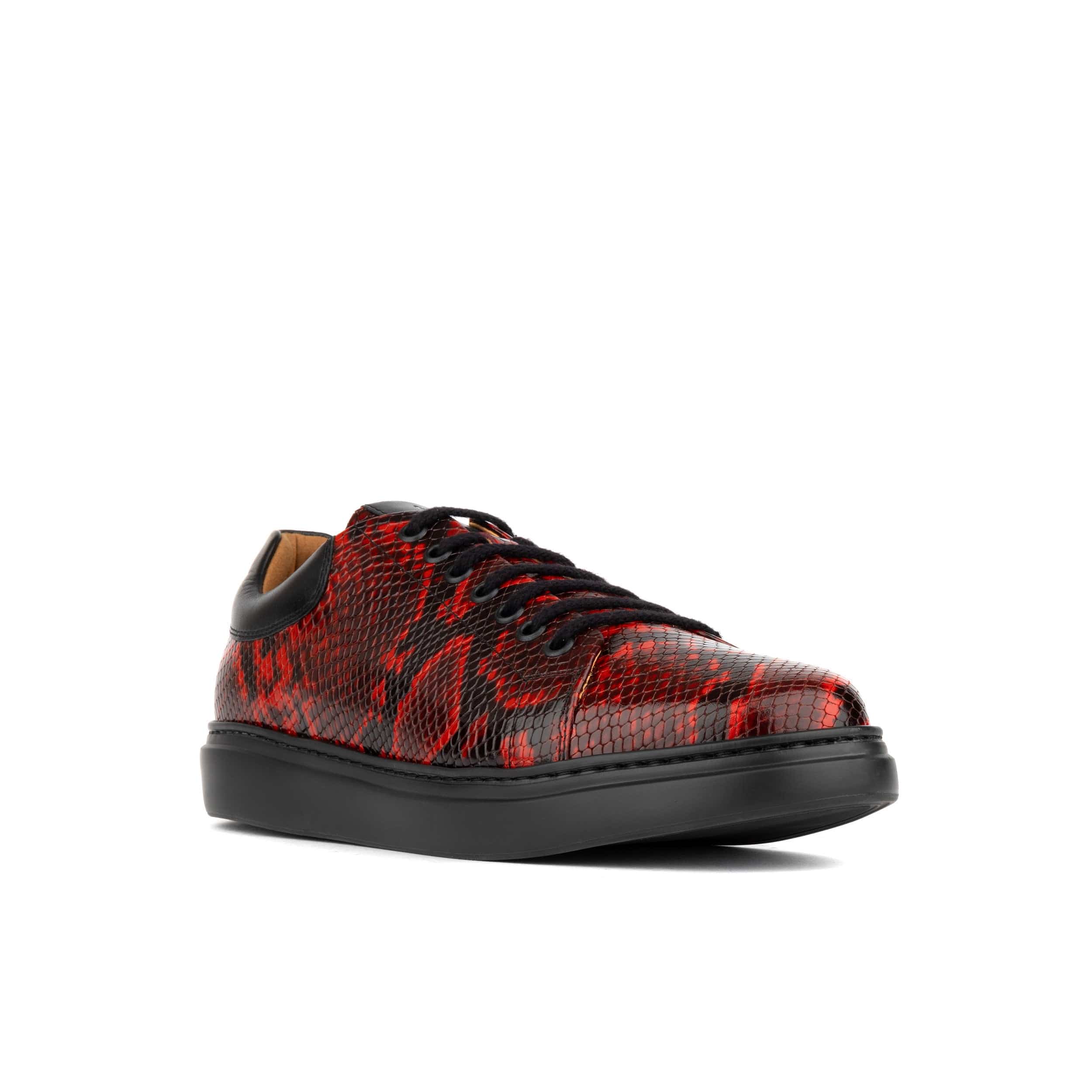 Sun City - Red Snake - Men's Leather Snakeskin Trainer