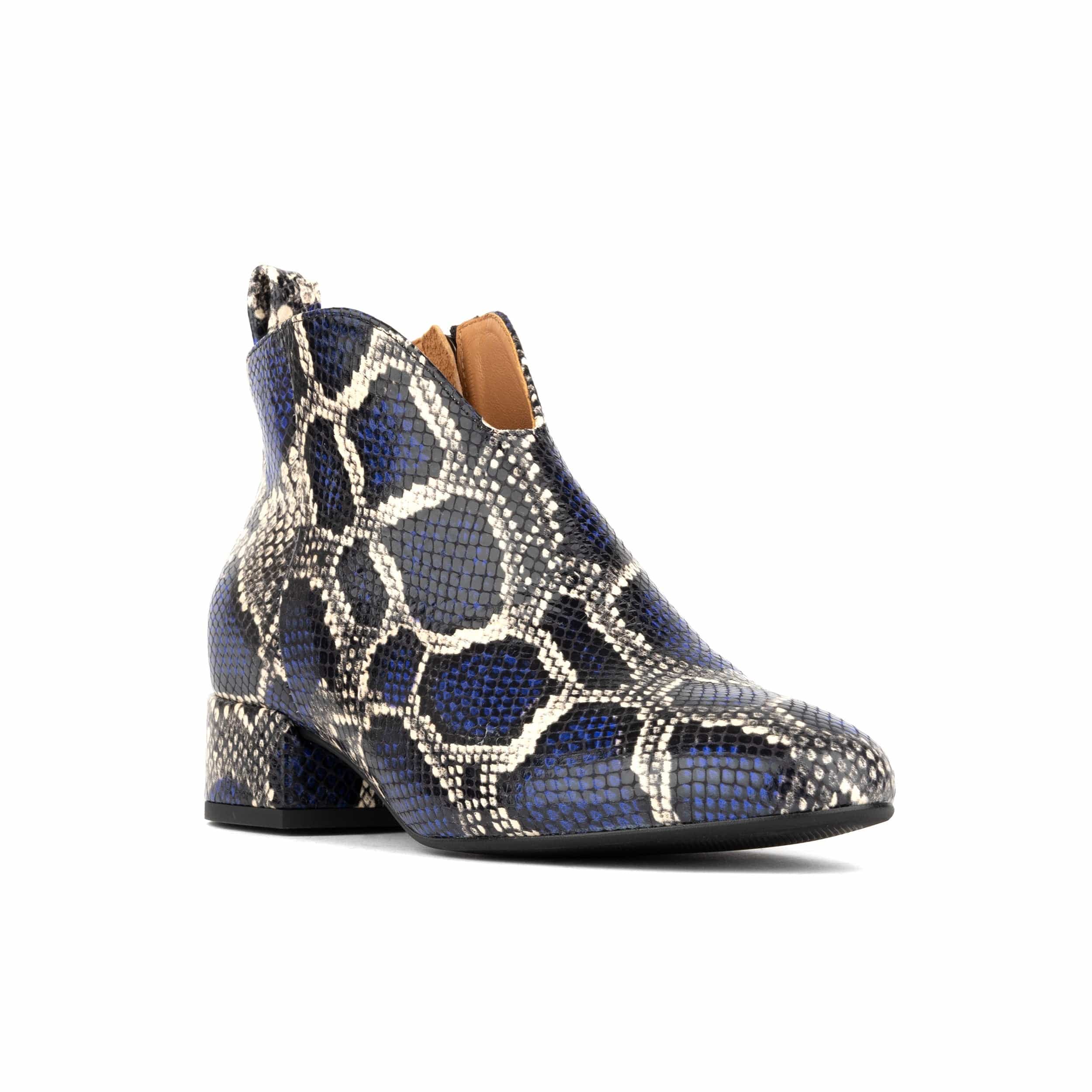 Iris - Blue Snake - Women's leather ankle boot with soft insoles