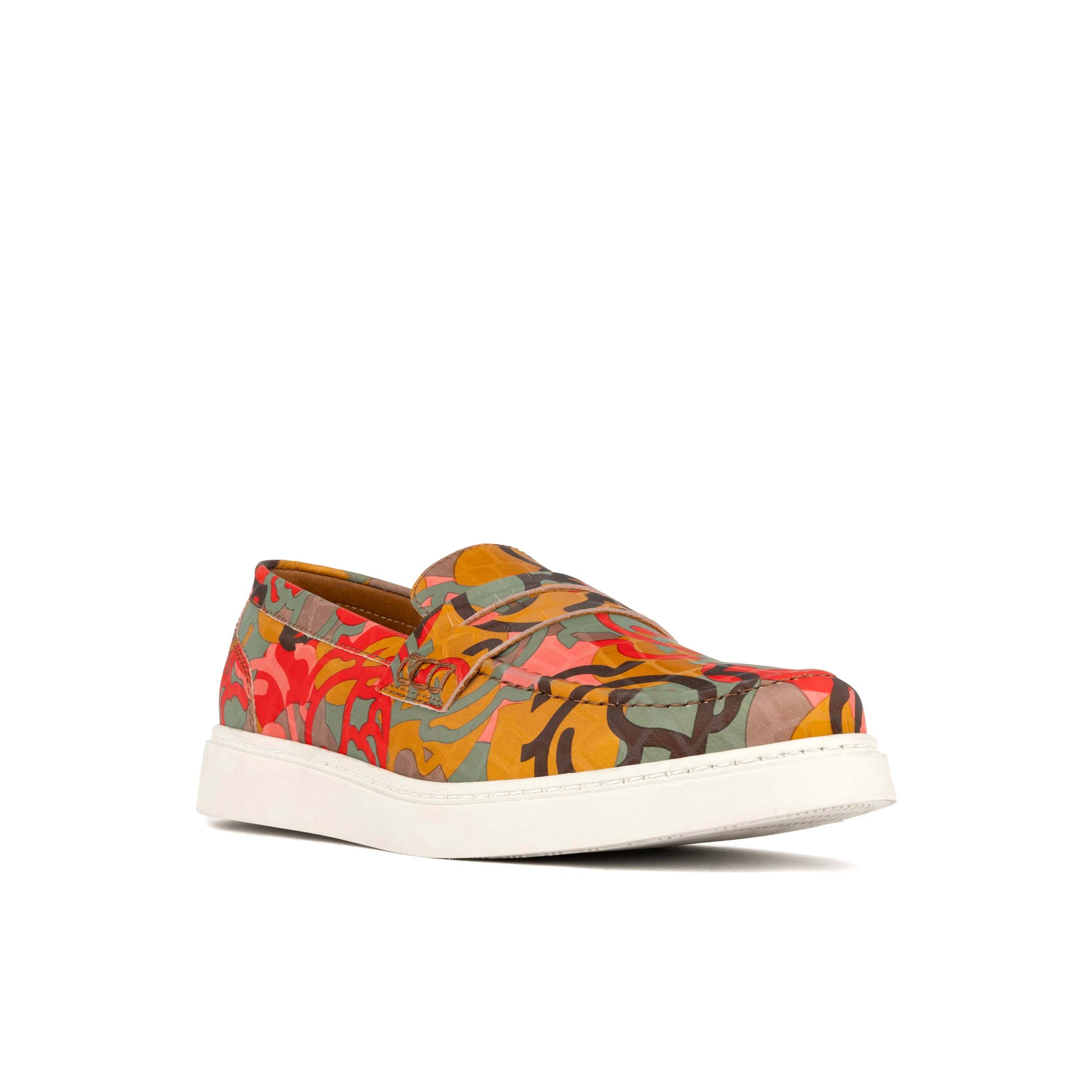 Walter - Multi Print - Men's white sole Summer Loafer in eye catching soft leather