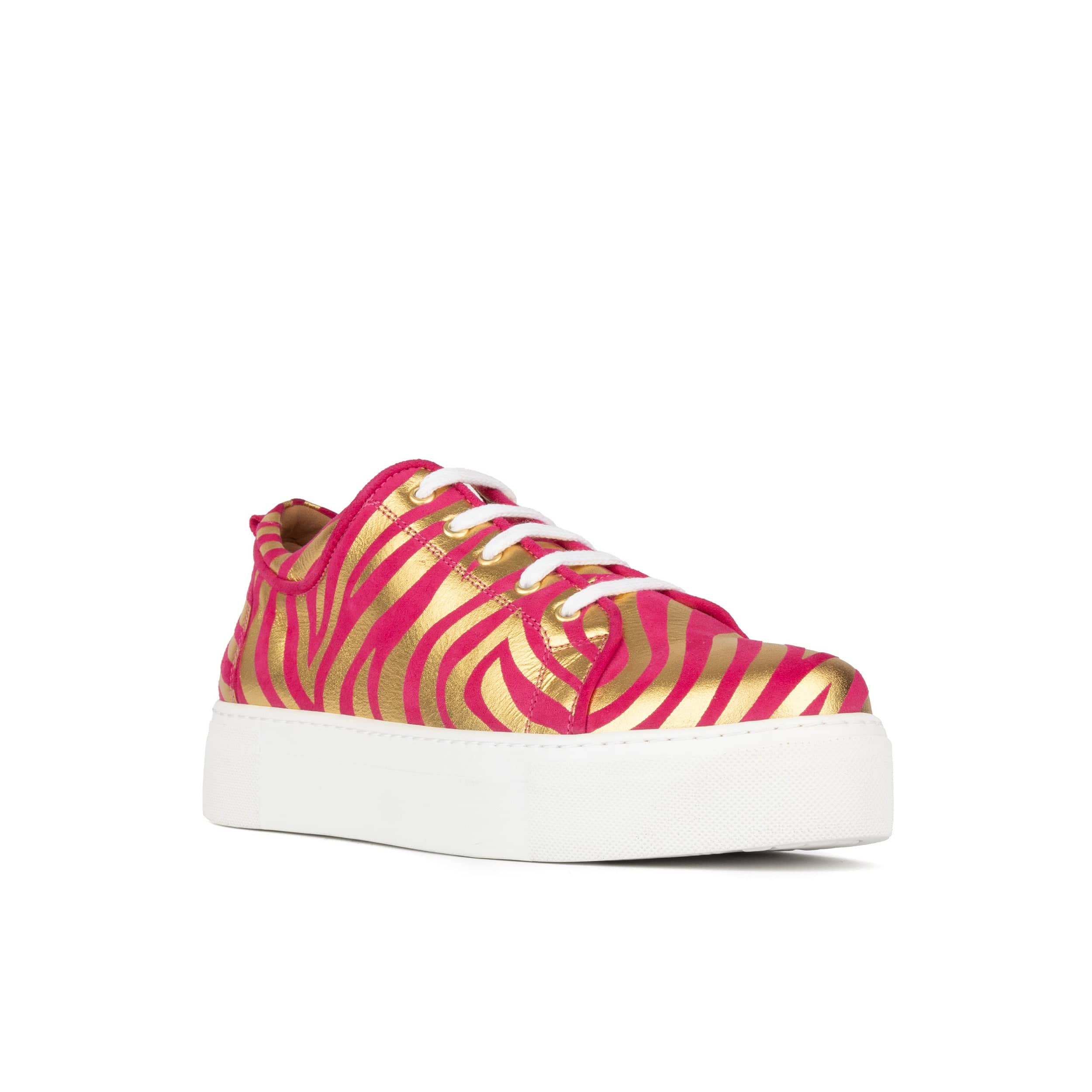 Camila - Pink & Gold - Women’s Chunky Leather Platform Trainer