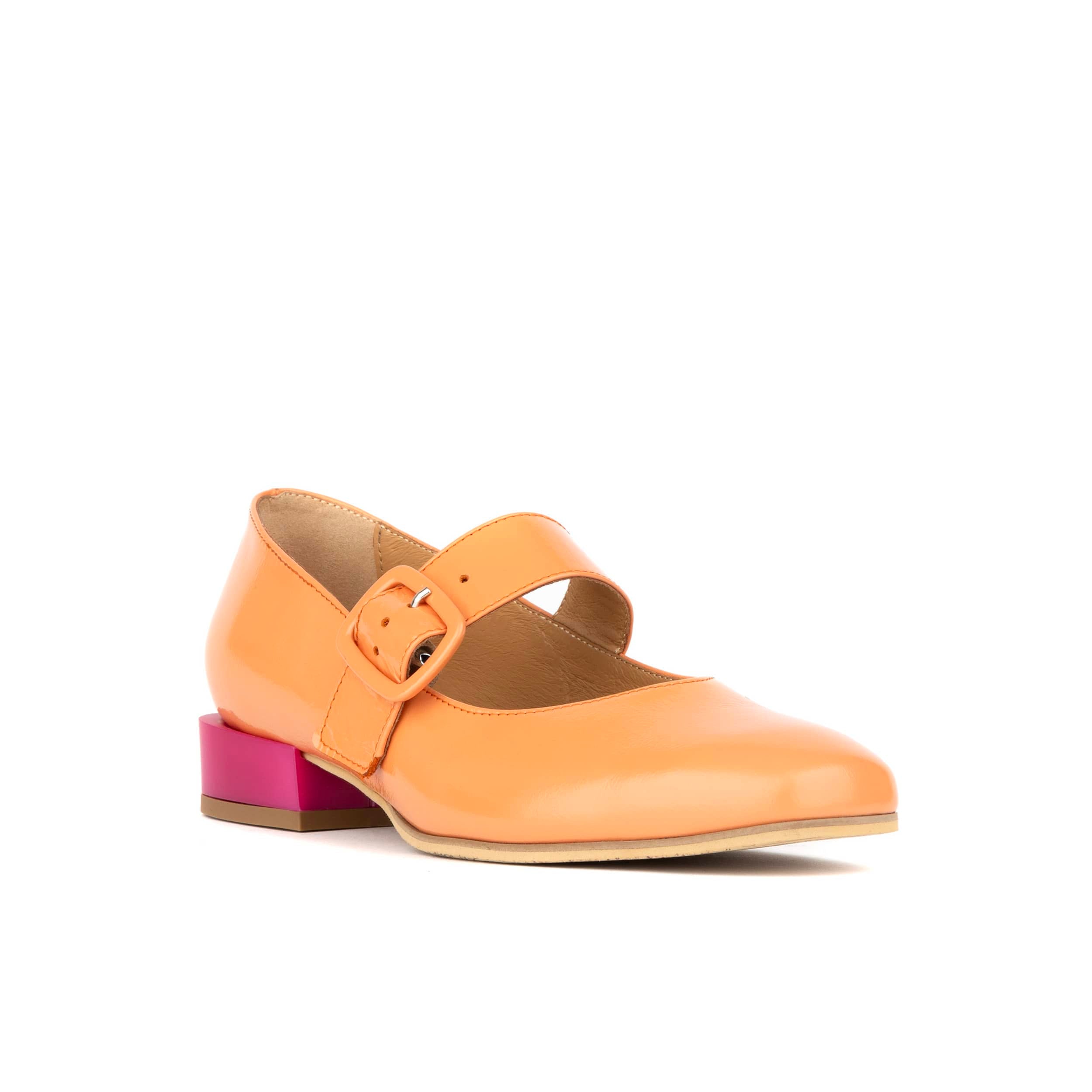 Bliss - Coral & Rose - Women's block heel square toe patent leather Mary-Jane