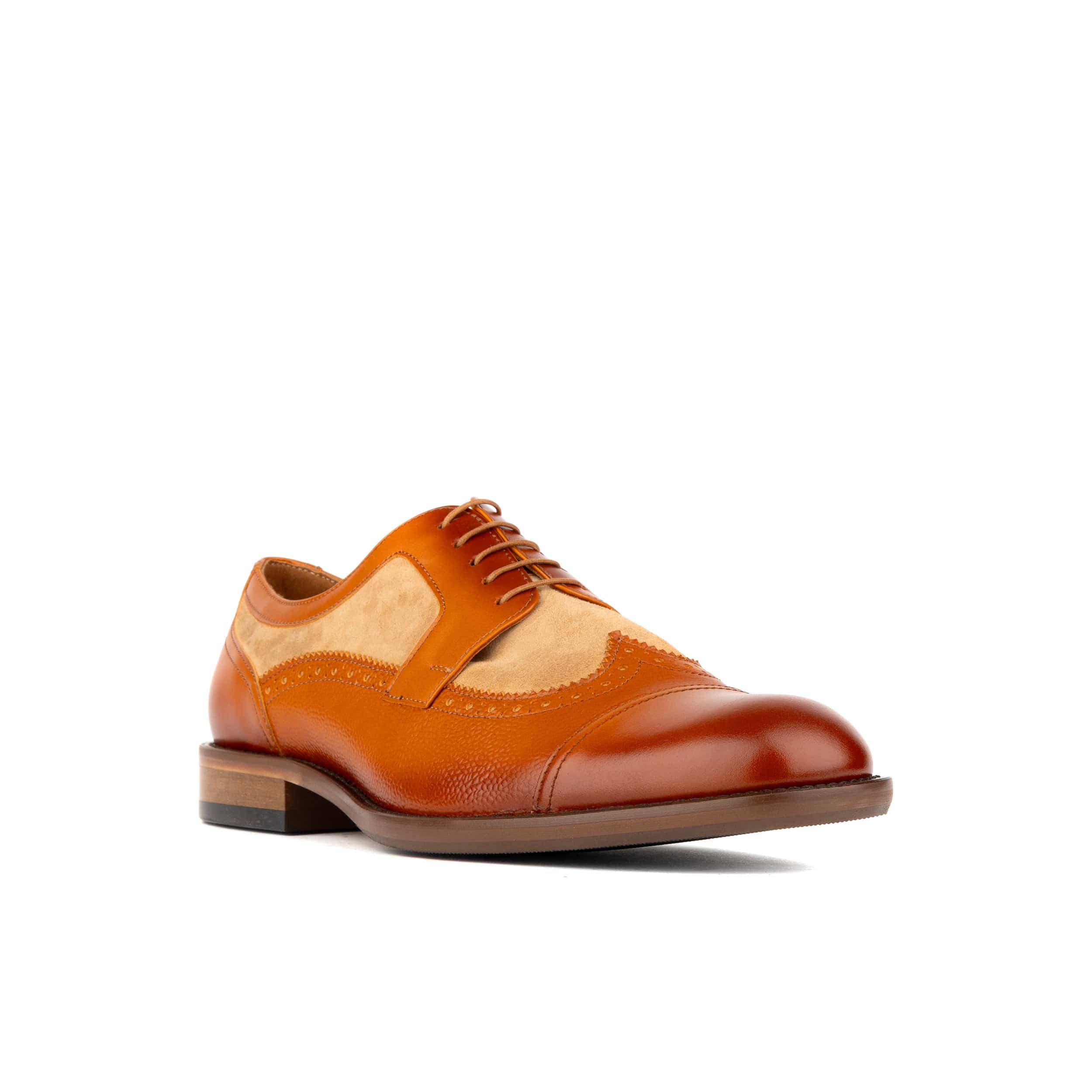 Orlando - Tan - Men's toe cap leather brogue with full leather lining