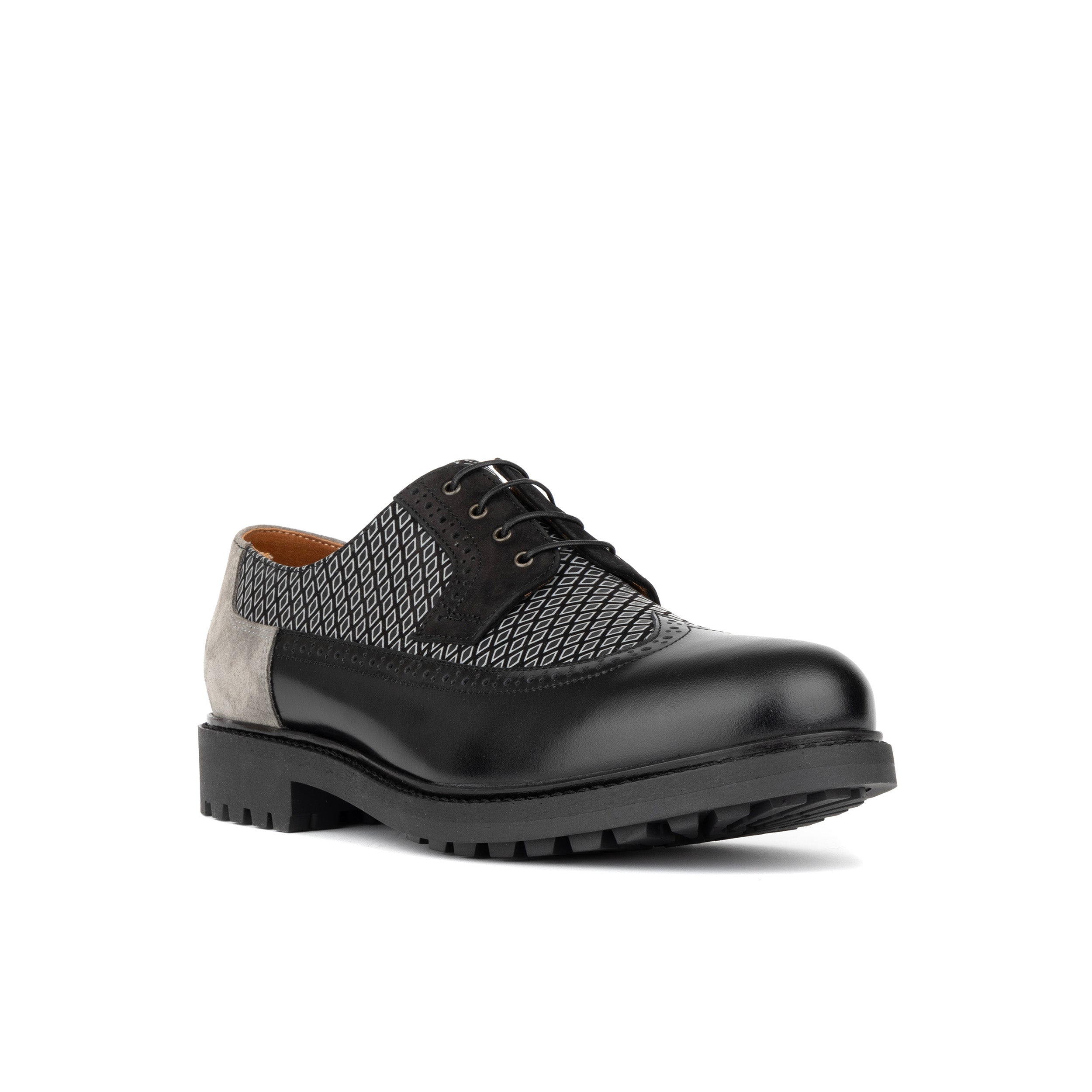 Cyclone - Black Diamonds - Men's chunky sole leather shoe