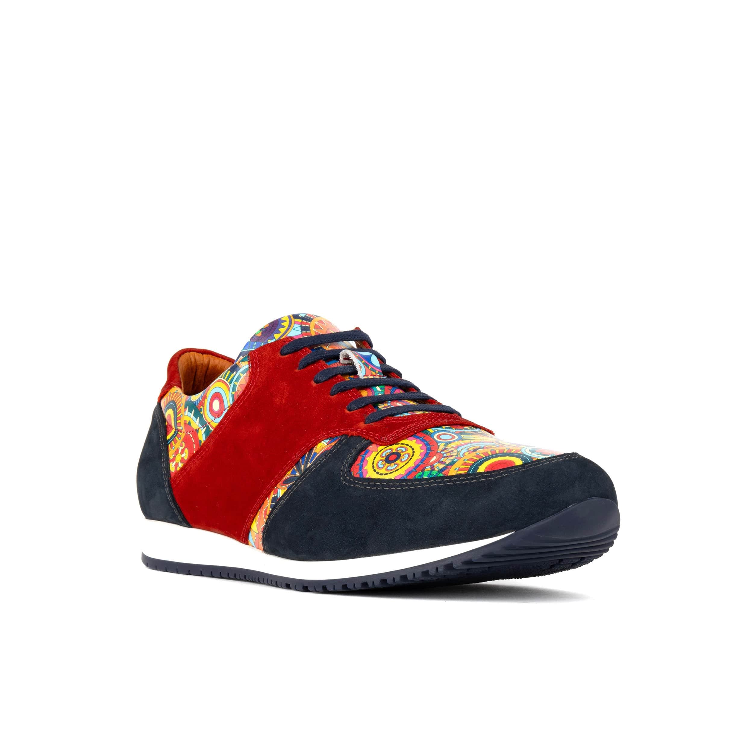 San Francisco - Navy & Red Signature - Men's lace-up leather & suede trainer