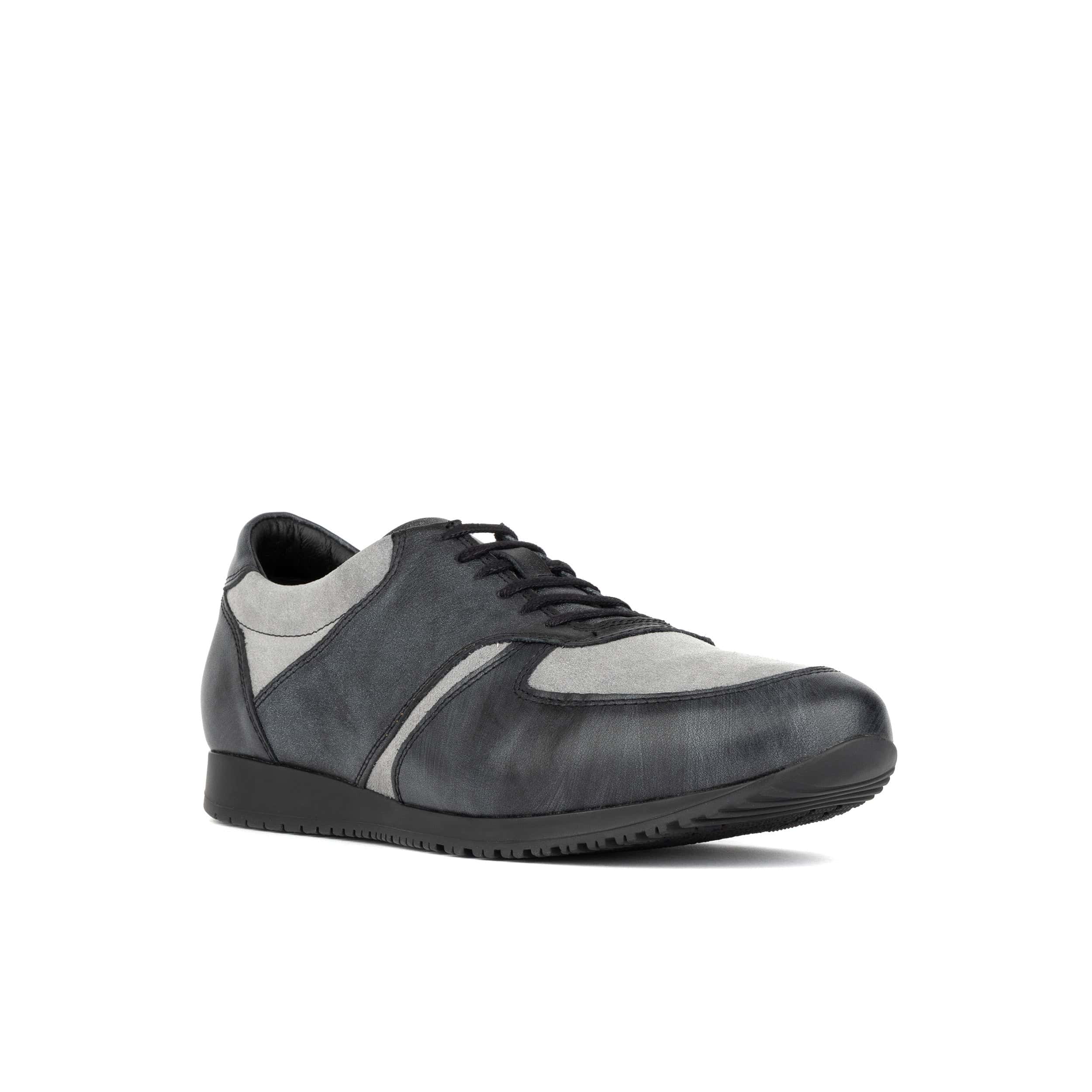 San Francisco - Grey & Grey - Men's lace-up leather & suede trainer